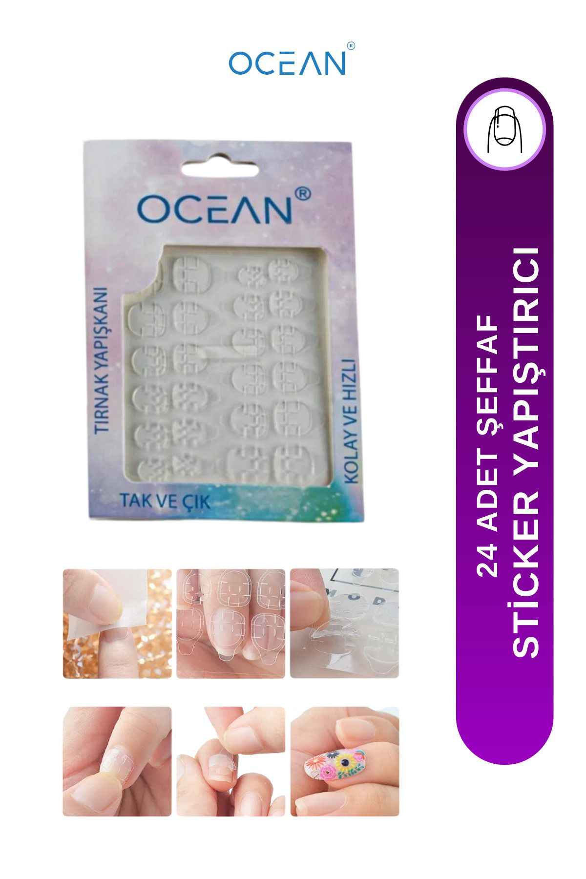 Ocean 24 'lü Şeffaf Tırnak Yapıştırıcısı Sticker -189c S303-00039 - Altın