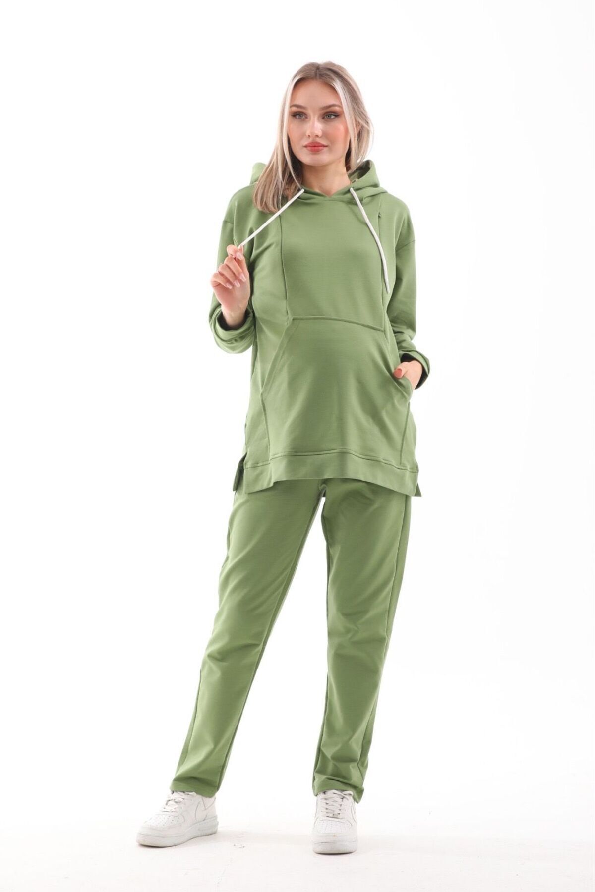 BIG LESSON-Çağla Tracksuit Set - Pregnant Breastfeeding Detailed, Zippered, Flexible Adjustable Abdominal Band 5