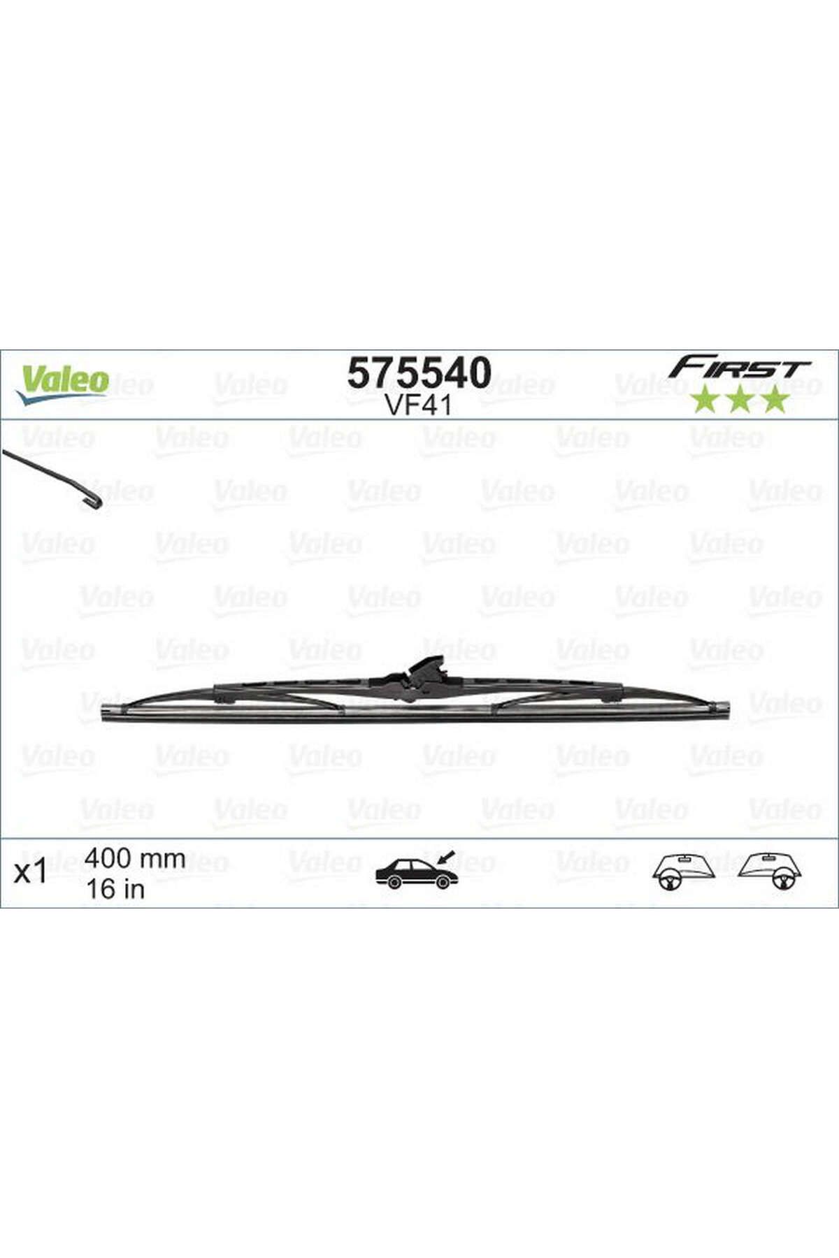 VALEO ARKA SİLECEK SÜPÜRGESİ 400mm NORMAL TİP FİRST ÜNİVERSAL DRSTR