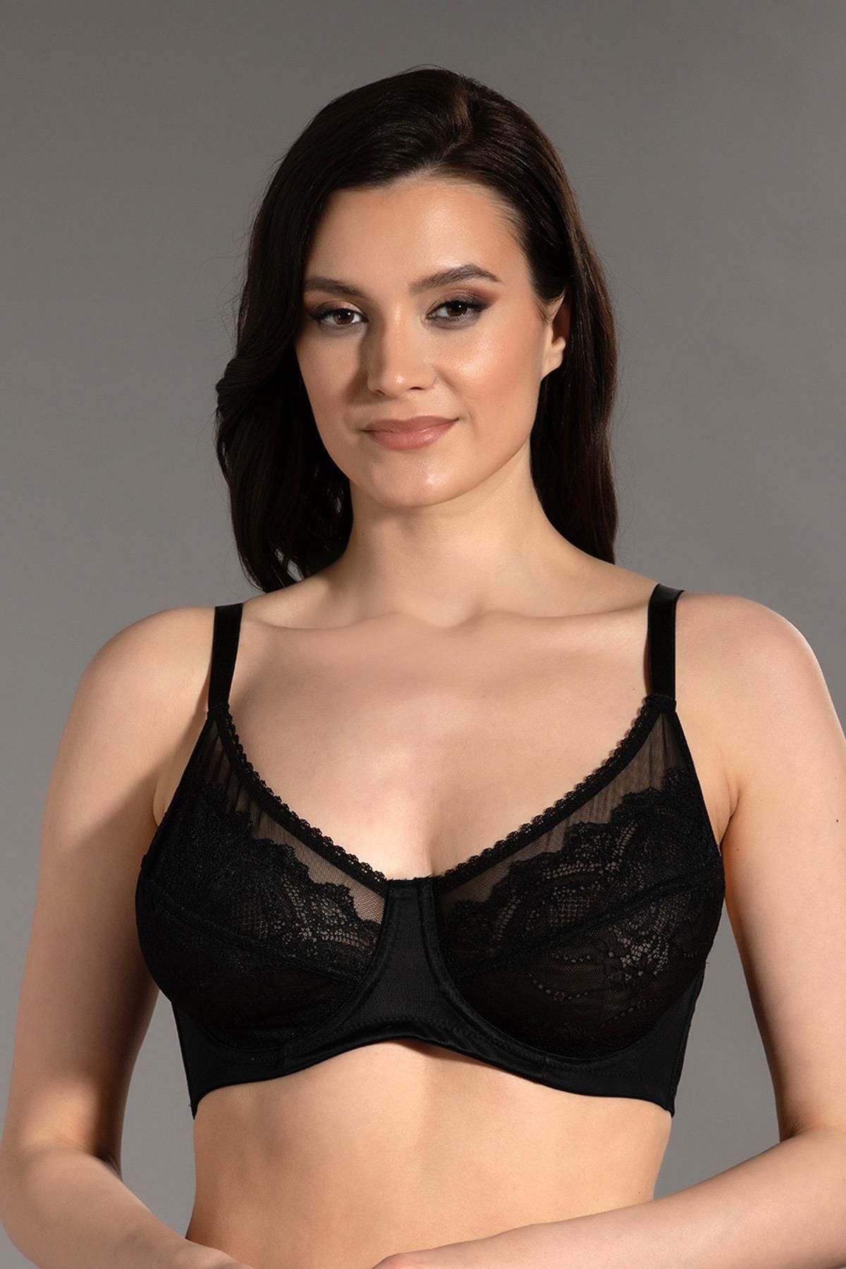 C&City-Lace Detailed Minimizer Bra C12302 Μαύρο 1