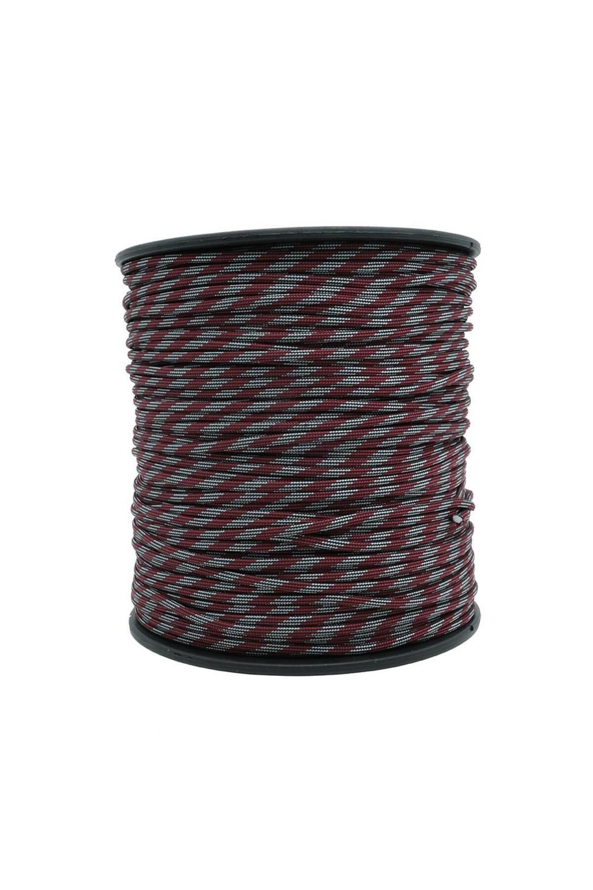 PARACORD İp 4 Mm Bordo Gri Desenli No:98 10 Metre