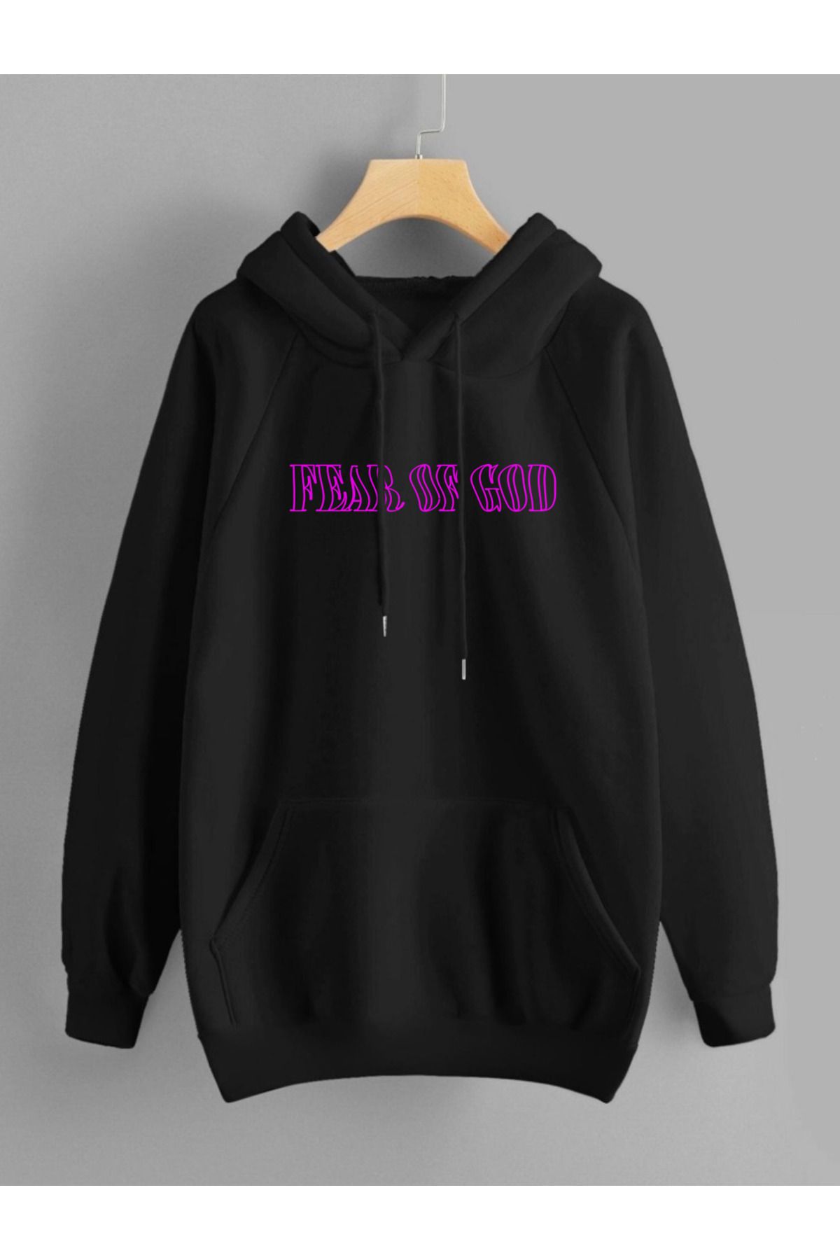 Relax family xf-Fear of God Unisex Black Hooded Sweatshirt - Back Print 2