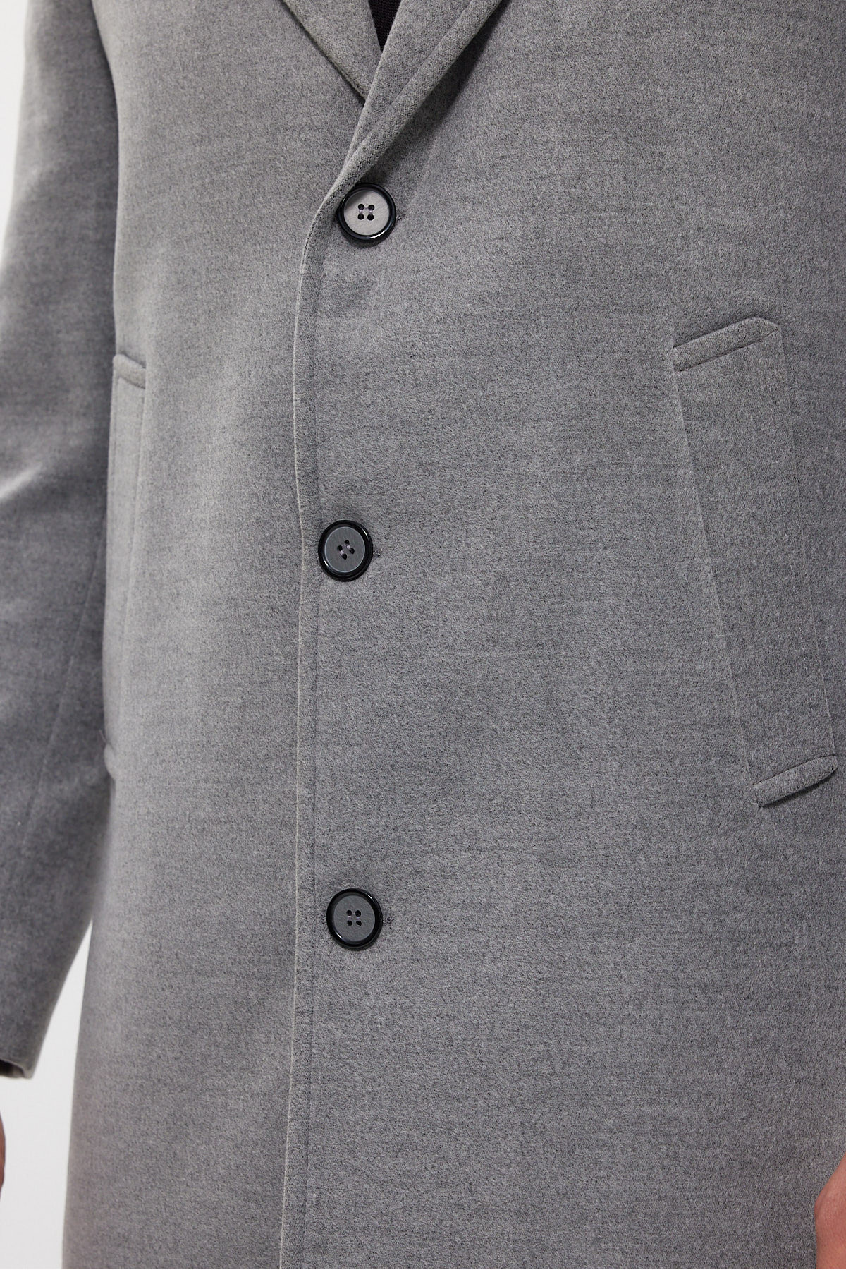 TREND KOMBİN  Erkek Gri Ceket Yaka Standart Fit Kaşe Kaban - Görsel 5