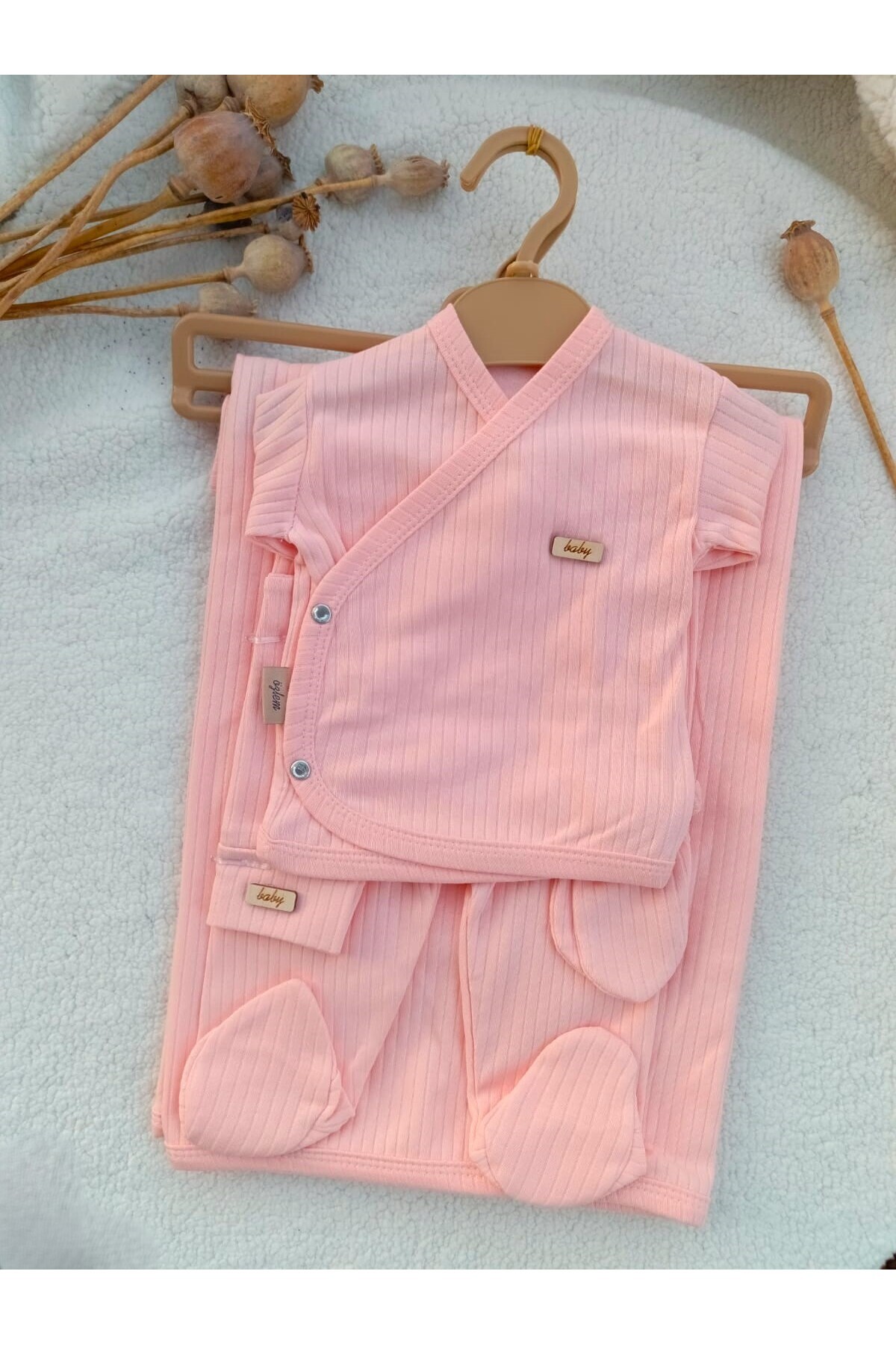 Bilge Trend KIZ BEBEK PEMBE NATURAL 7 PARÇA HASTANE ÇIKIŞI ZIBIN SETİ %100 PAMUK fotoğrafı 4 (önizleme)