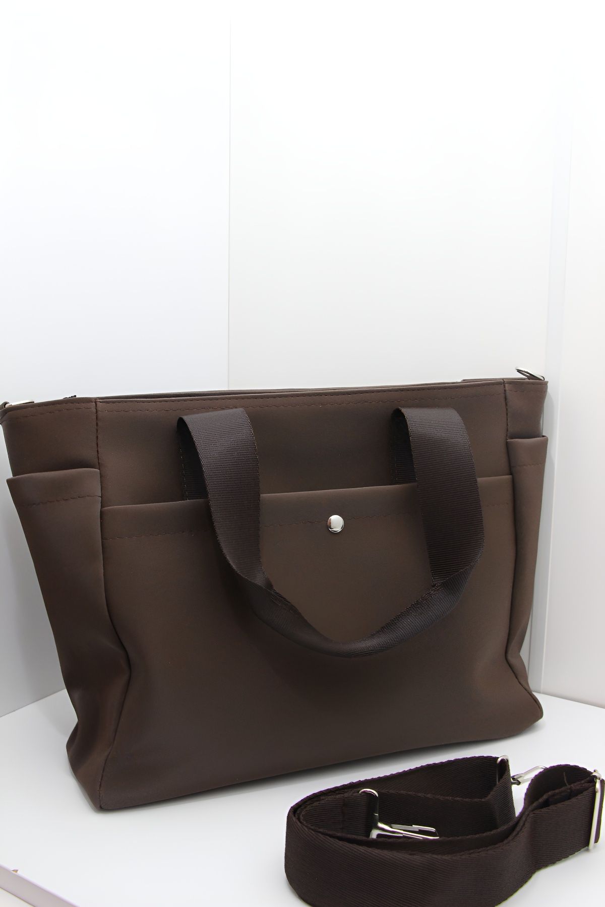 Lesam collection Geantă Shopper Neagră Pentru Femei, Cu Curea Coloană, Cu Compartimente Și Fermoar Femeie - Standard