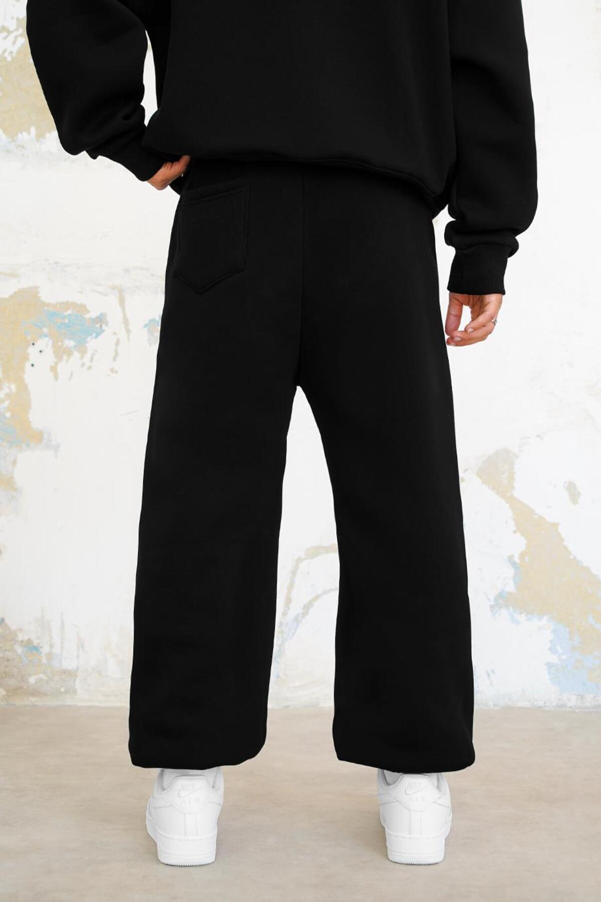 SİYAH Cozy Basic Paça Lastik Oversize Eşofman — مشکی HF007-K — تصویر 4 از 4