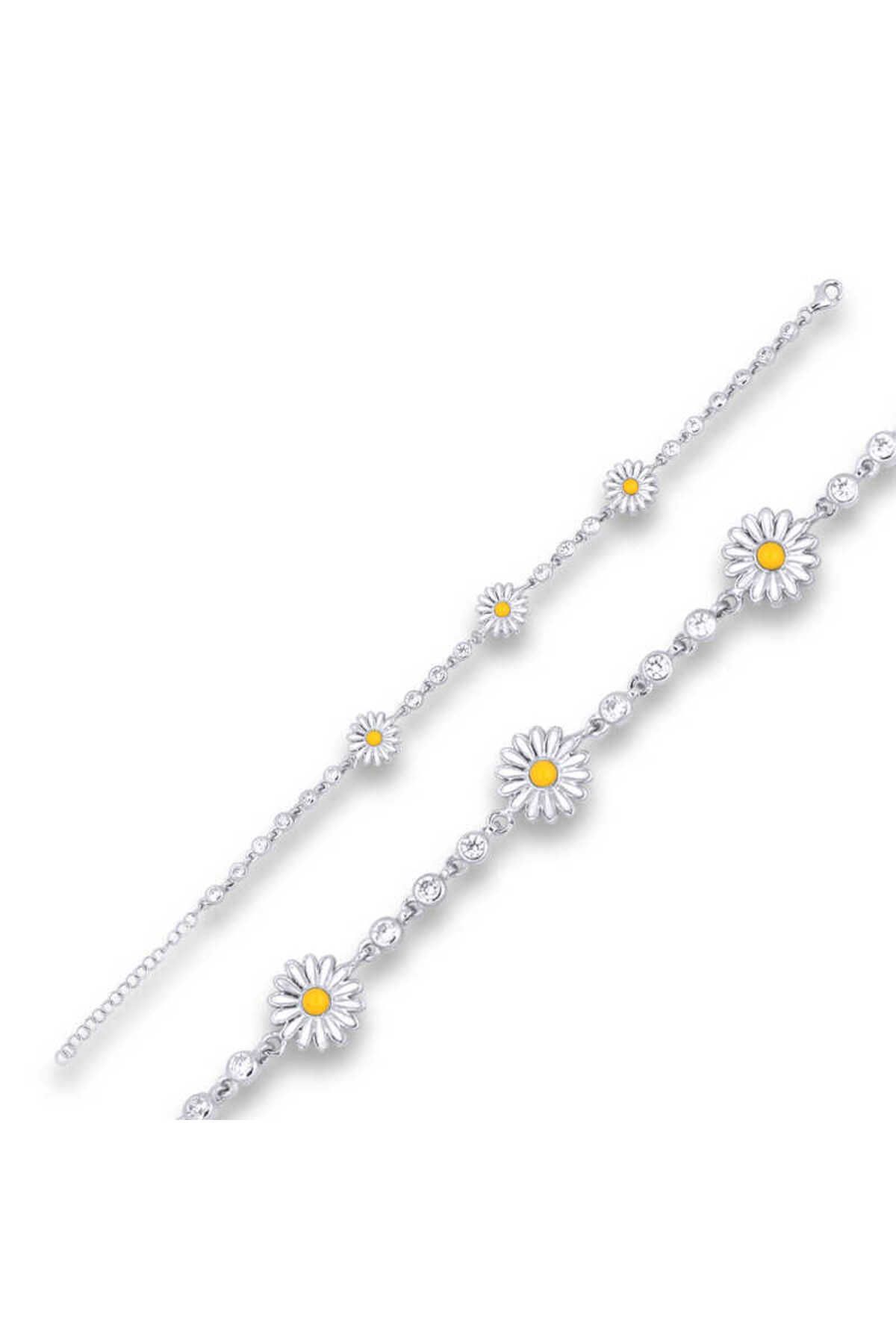 BAZAARİO 925 Ayar Gümüş Papatya Bileklik