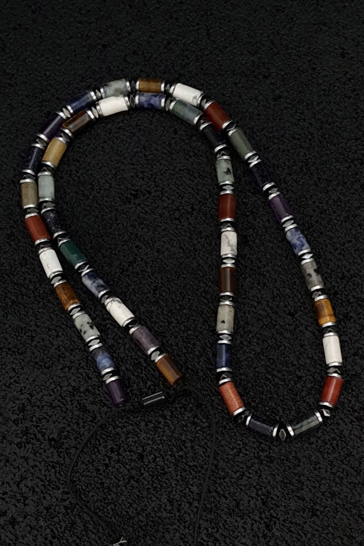 Seven Art Jewelry-Natural Stone Necklace - Tiger Eye, Agate, Kiwi (JASPER), Amethyst, Howlite, Star Stone, Indian Agate, Sodalite V 1