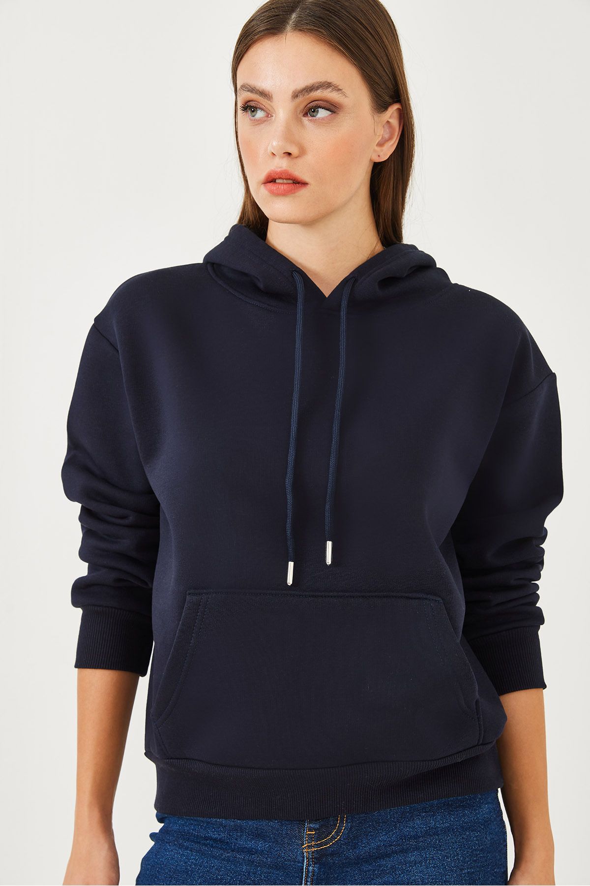 Bianco Lucci-Damen-Sweatshirt mit Kängurutasche MBHS012 60601012 7