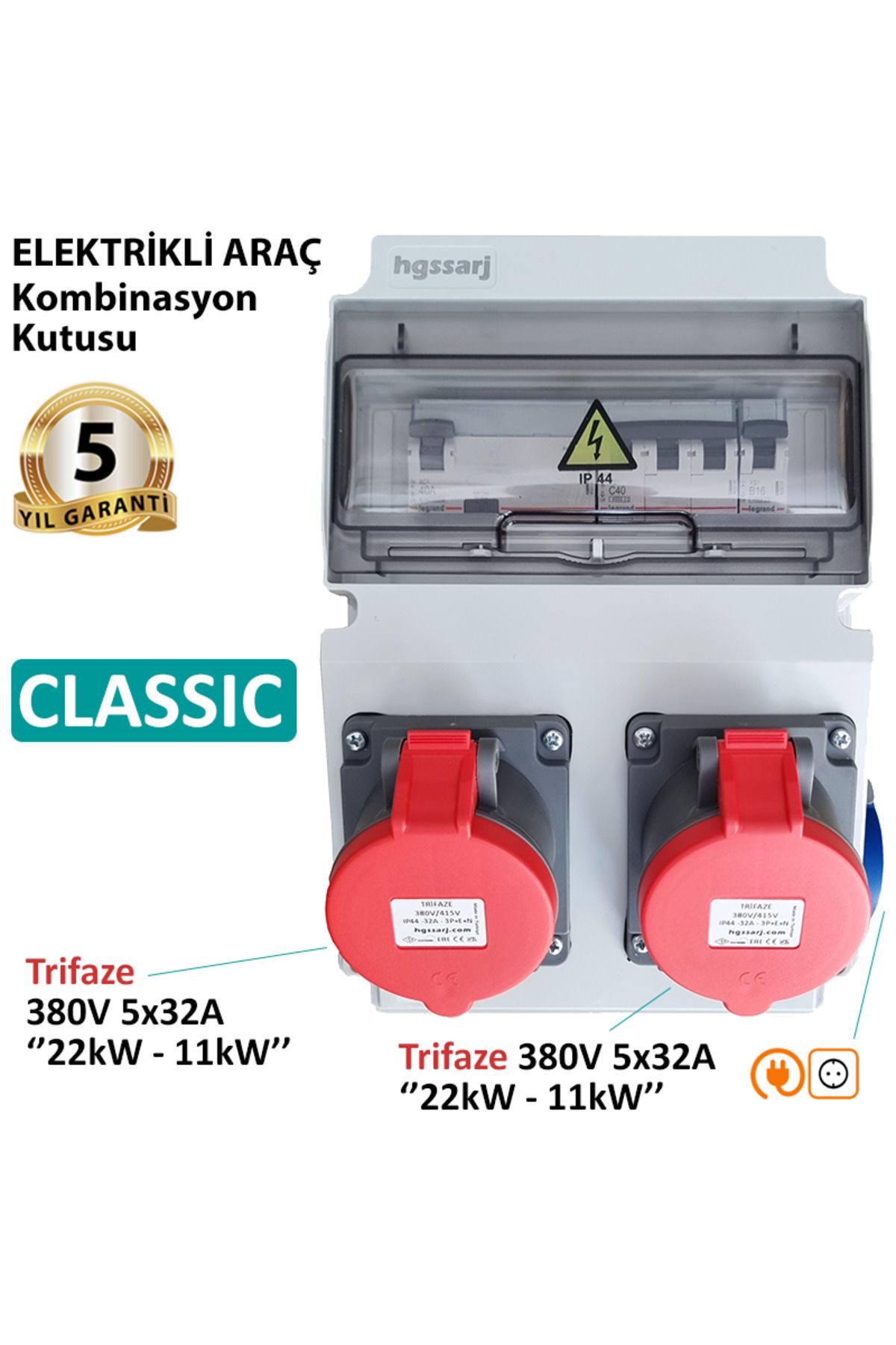 hgsşarj Elektrikli Araç Kombinasyon Kutusu ''CLASSIC'' 5x32A + 5x32A + 1x16A