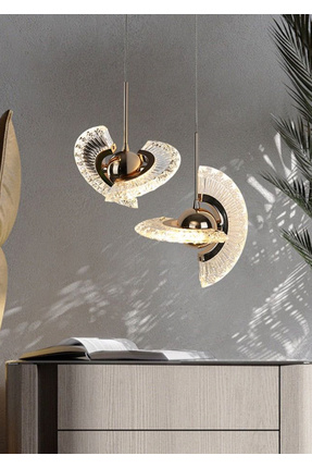 burenze Modern Tasarım Crystal İkili Sarkıt Led Avize 2 Adet Sarkıt Gold Sarı