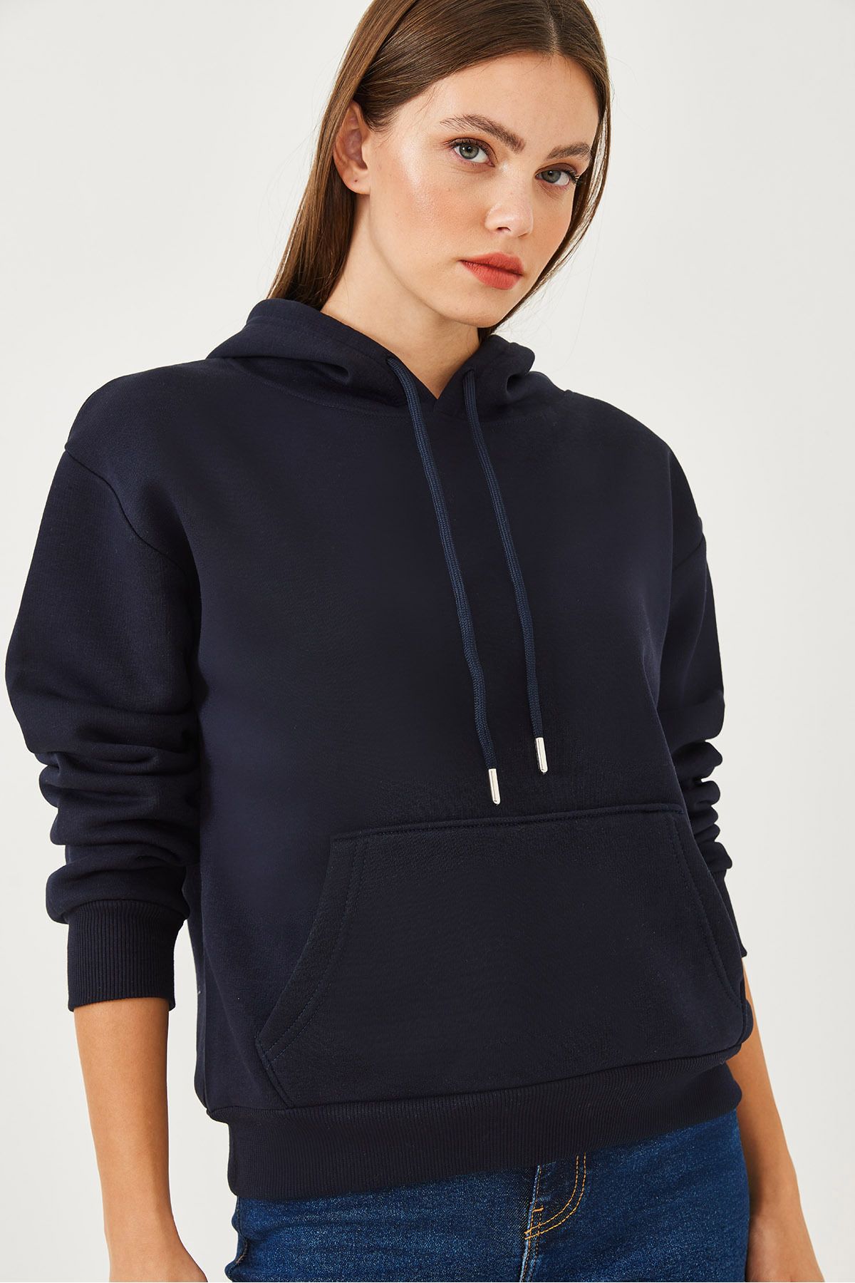 Bianco Lucci-Damen-Sweatshirt mit Kängurutasche MBHS012 60601012 3
