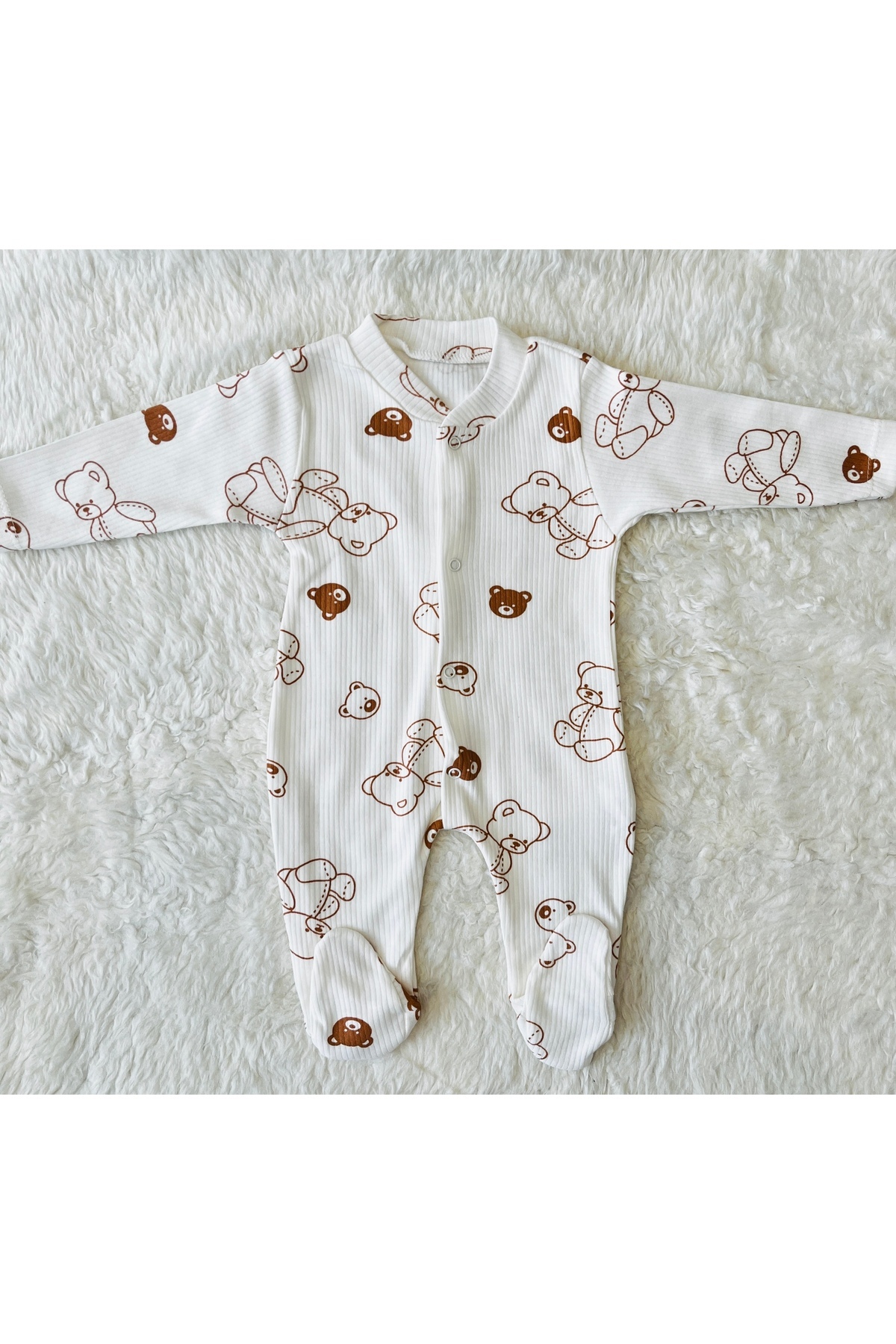 anne dokunuşu gibi KUZUM BEBE Yeşil-Ekru 2’li Organik Kız Erkek Bebek Pamuk Kumaş Çıtçıtlı Tulum fotoğrafı 2 (önizleme)