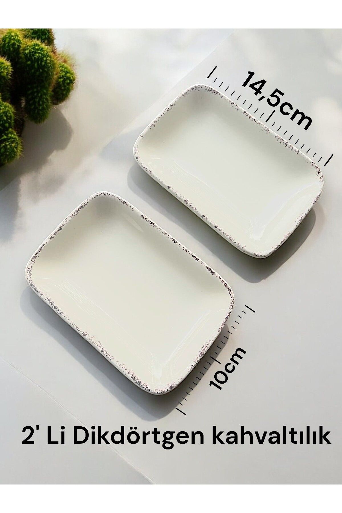 ShoppingPortal-14X10Cm Cream Rustic Rectangular Breakfast Set - Pack of 2 2