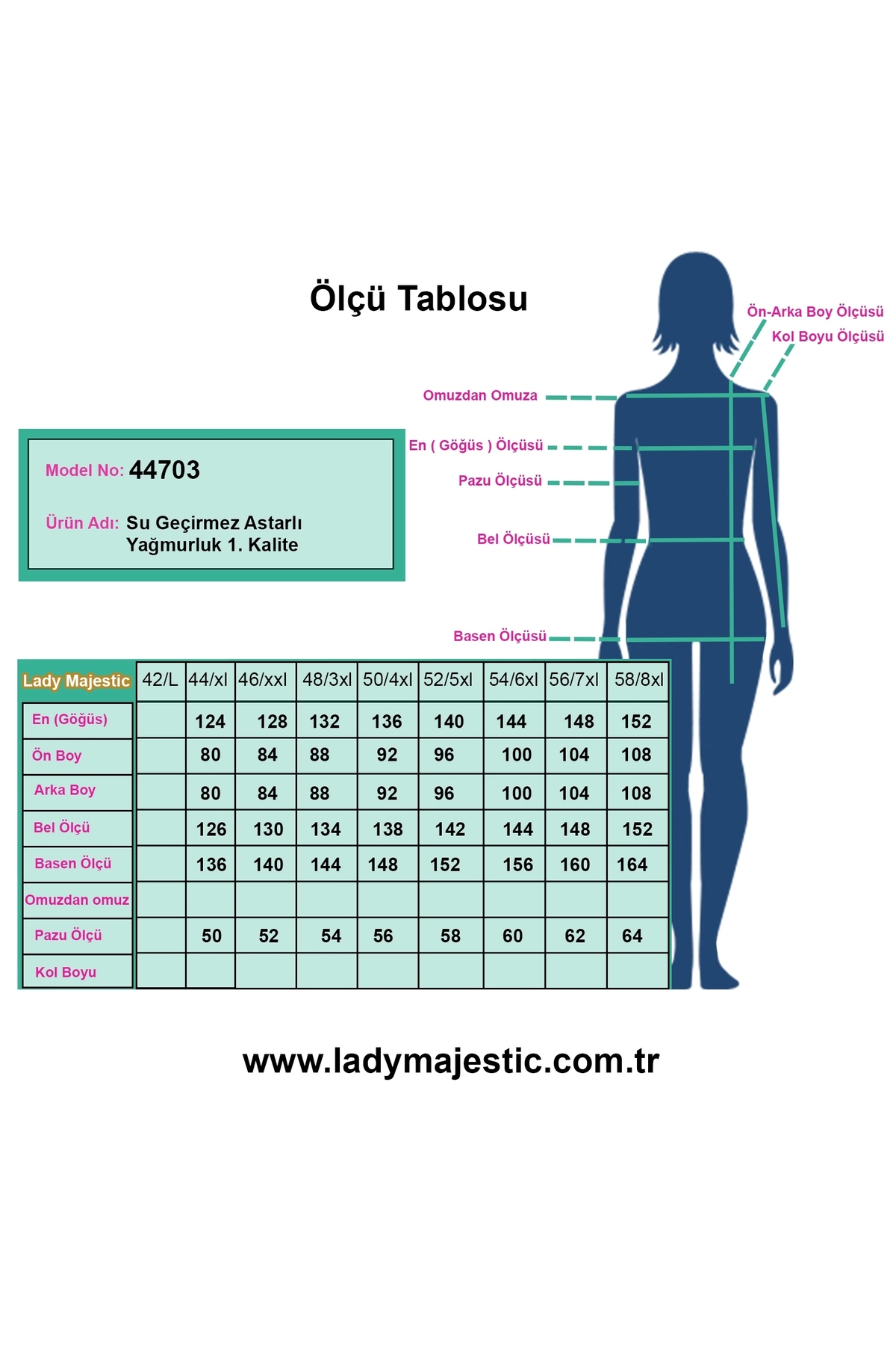 Lady Majestic Büyük Beden Kadın Su Geçirmez Astarlı Yağmurluk 1. Kalite Özel Tasarım görsel 6