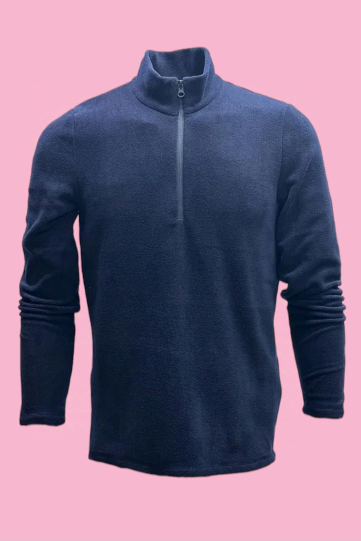 NJM SPORT WEAR Polar Sweatshirt Lacıvert Yarım Fermar Fit Bato Yaka Anti-pilling Tüylenme Yapmayan Soğuk Geçirmez