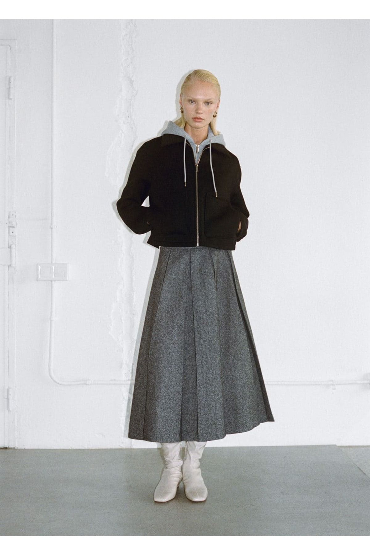 MANGO Woman-Frayed Wool Skirt 5