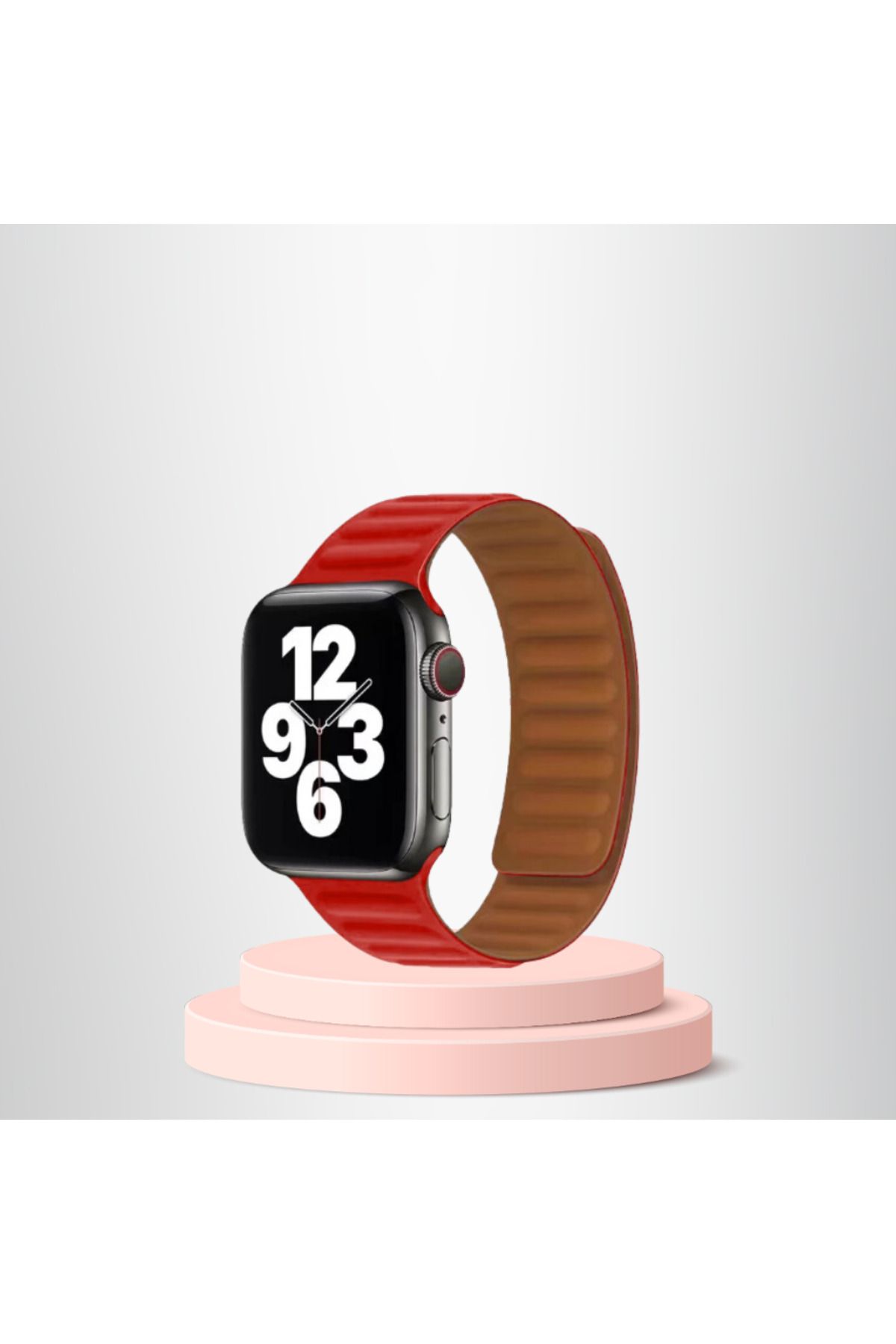 Skygo Apple Watch 42/44/45mm Uyumlu İnce Dokuma Mıknatıslı Kordon KIRMIZI