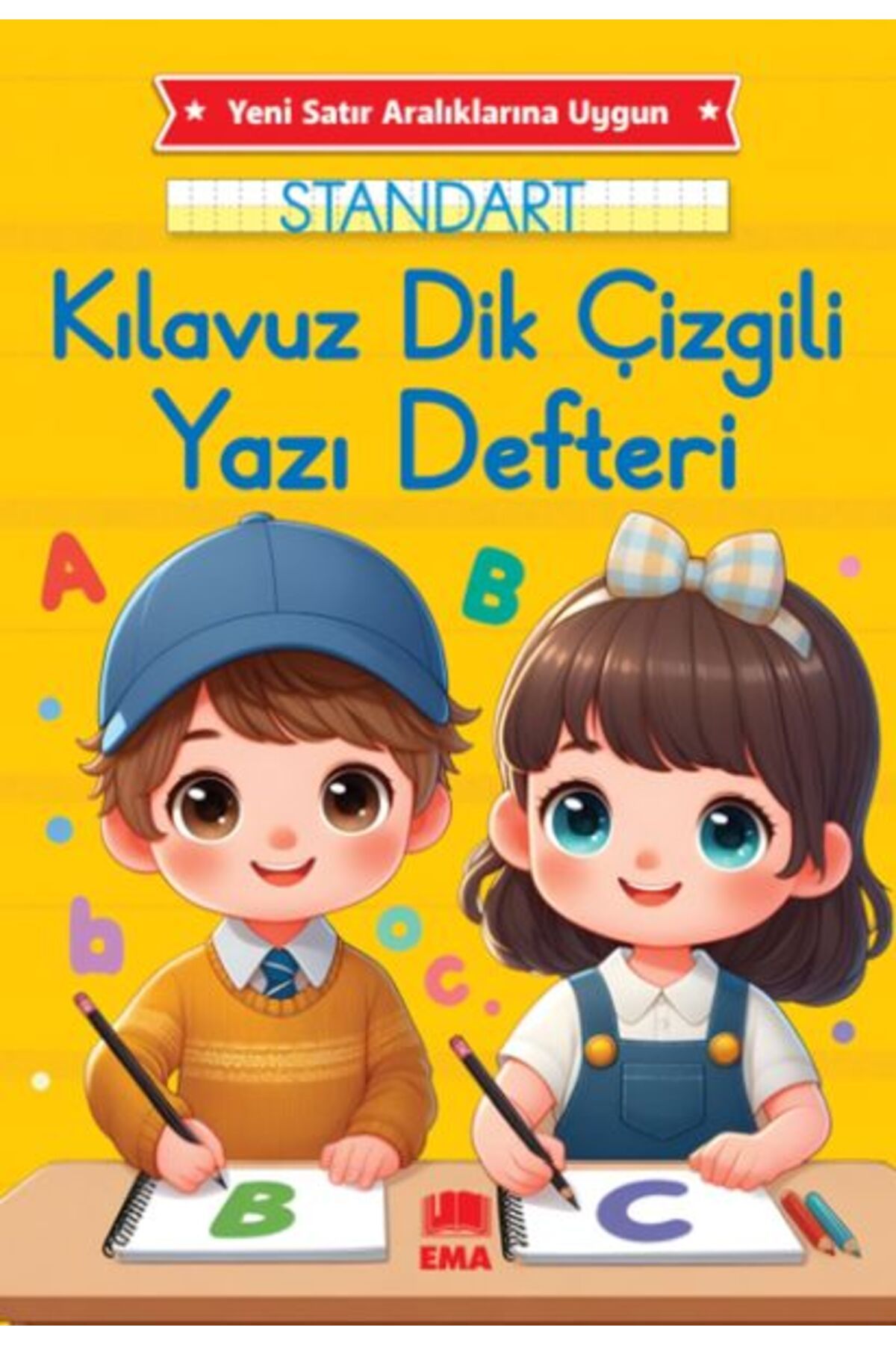 Ema Çocuk Dik Temel Harflerle Standart Renkli Kareli Yazı Defteri