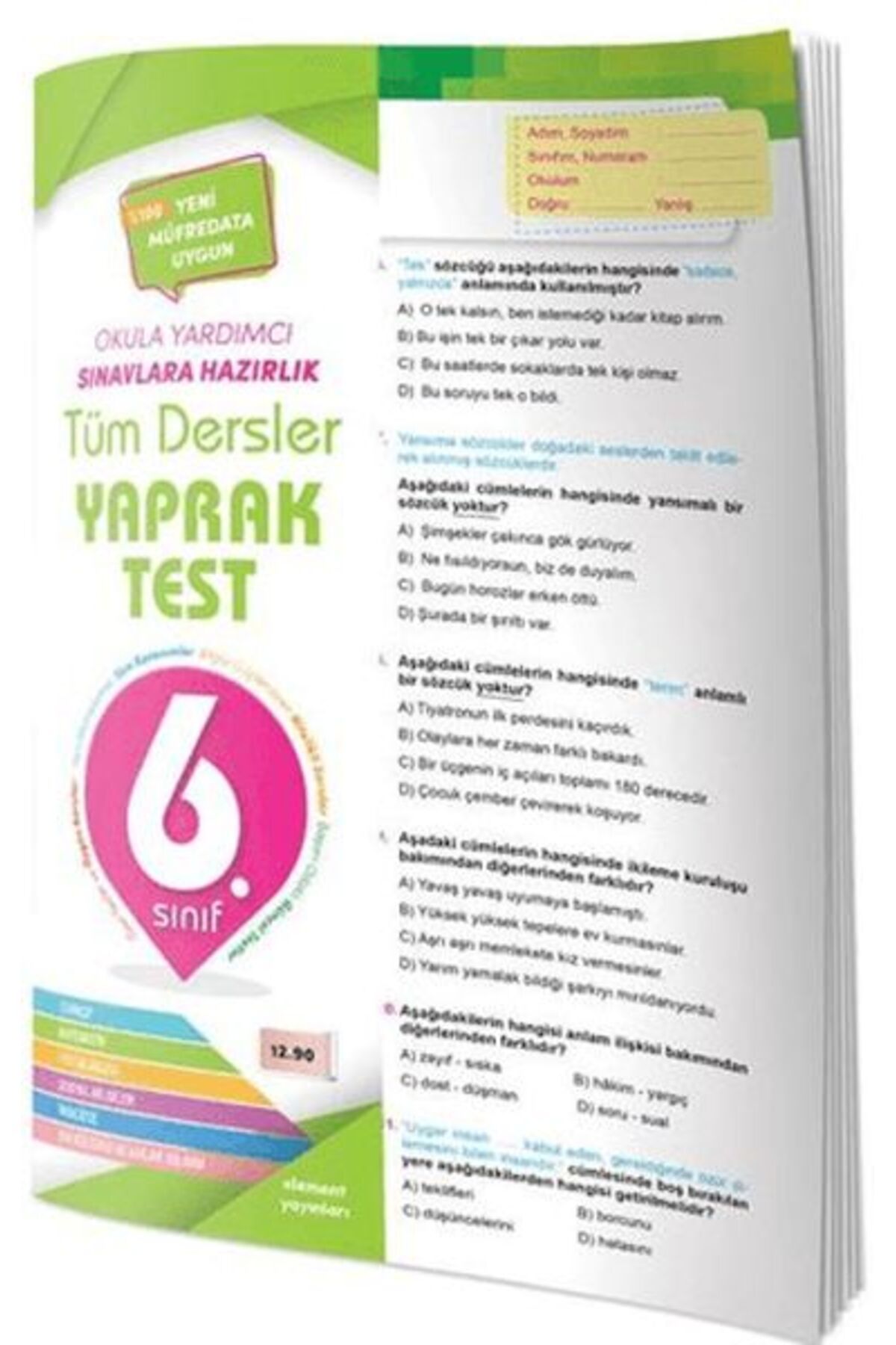 Destek Yayınları 6. Sınıf Tüm Dersler Yaprak Test