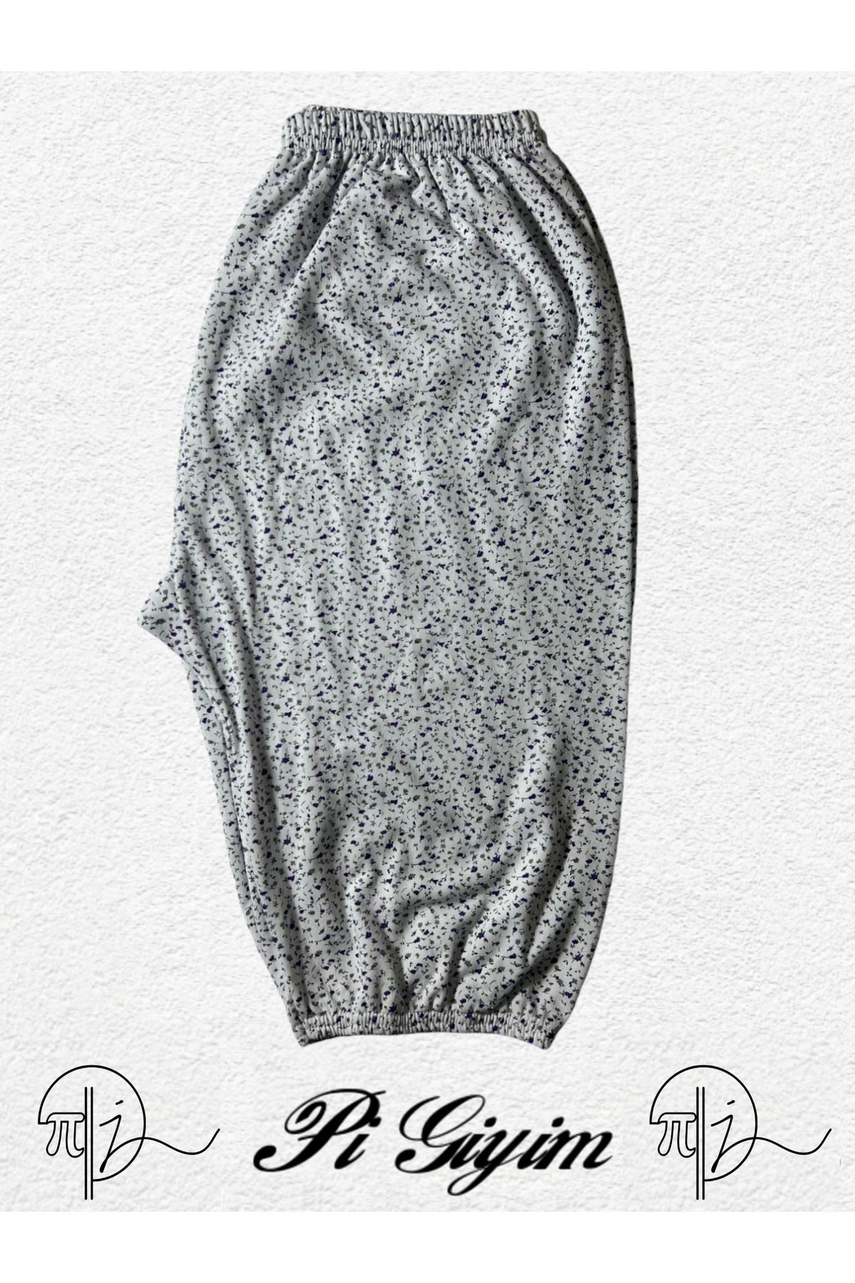 SİERNA Kadın Kışlık Anne Desenli Dizaltı Beli Lastikli Penye Pijama Altı srn-004526