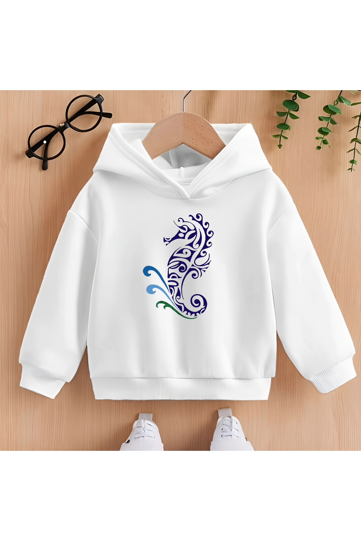 CDA Mavi Denizatı Unisex Kız Erkek Bebek Beyaz Sweatshirt fotoğrafı 2 (önizleme)