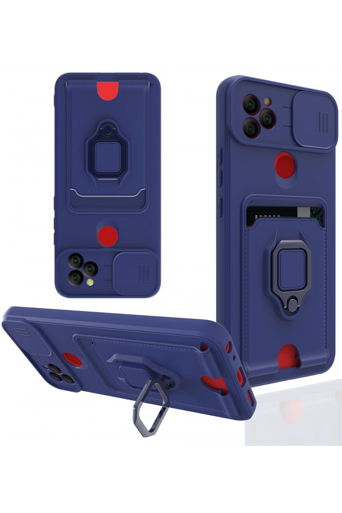 cepmoda General Mobile GM 22 - iP Askılı Kamera Sürgülü Neck Rope Çok Amaç Kılıf/Kapak - LACİVERT