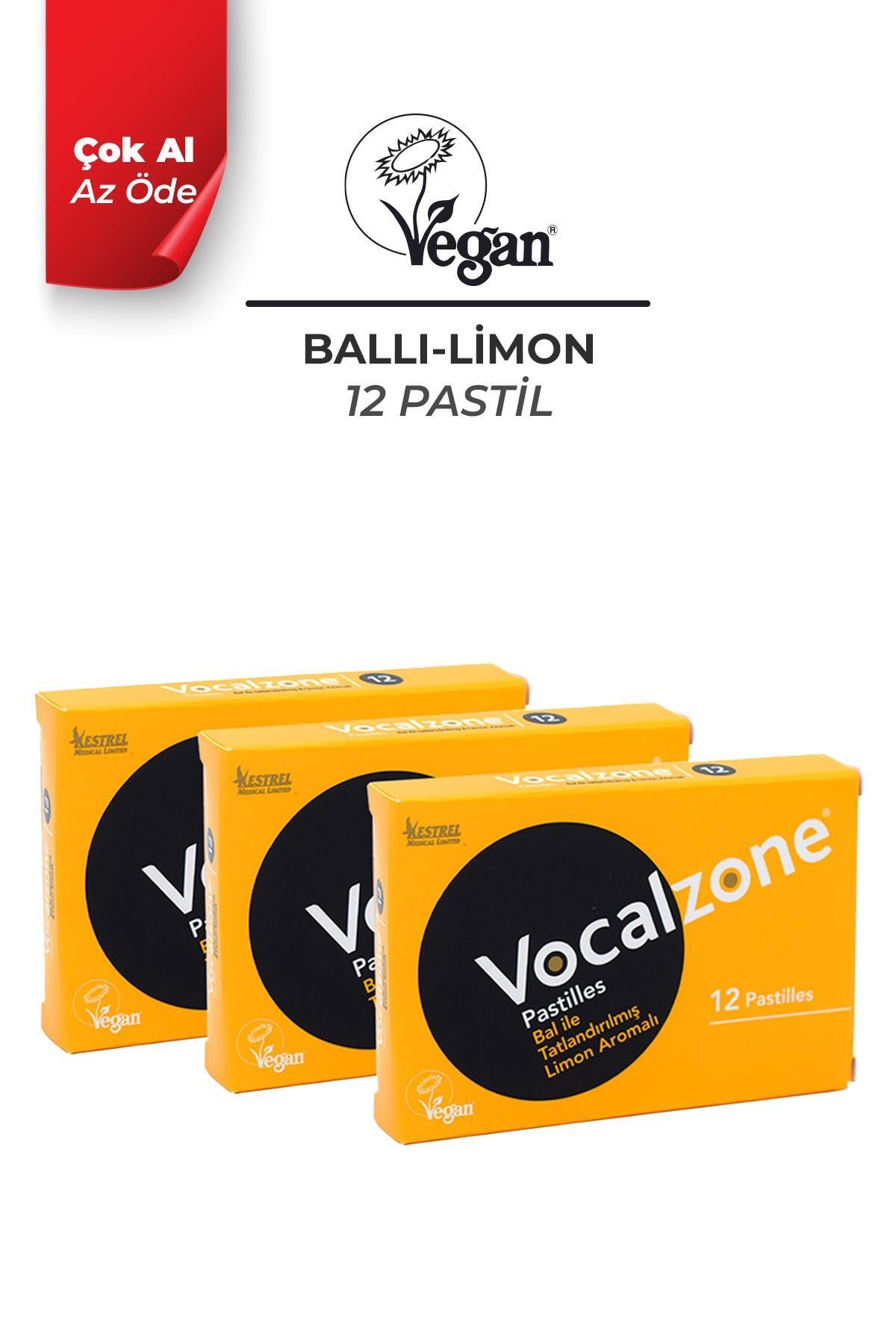 Vocalzone Ballı Limonlu Pastil 12'li 3'lü Paket