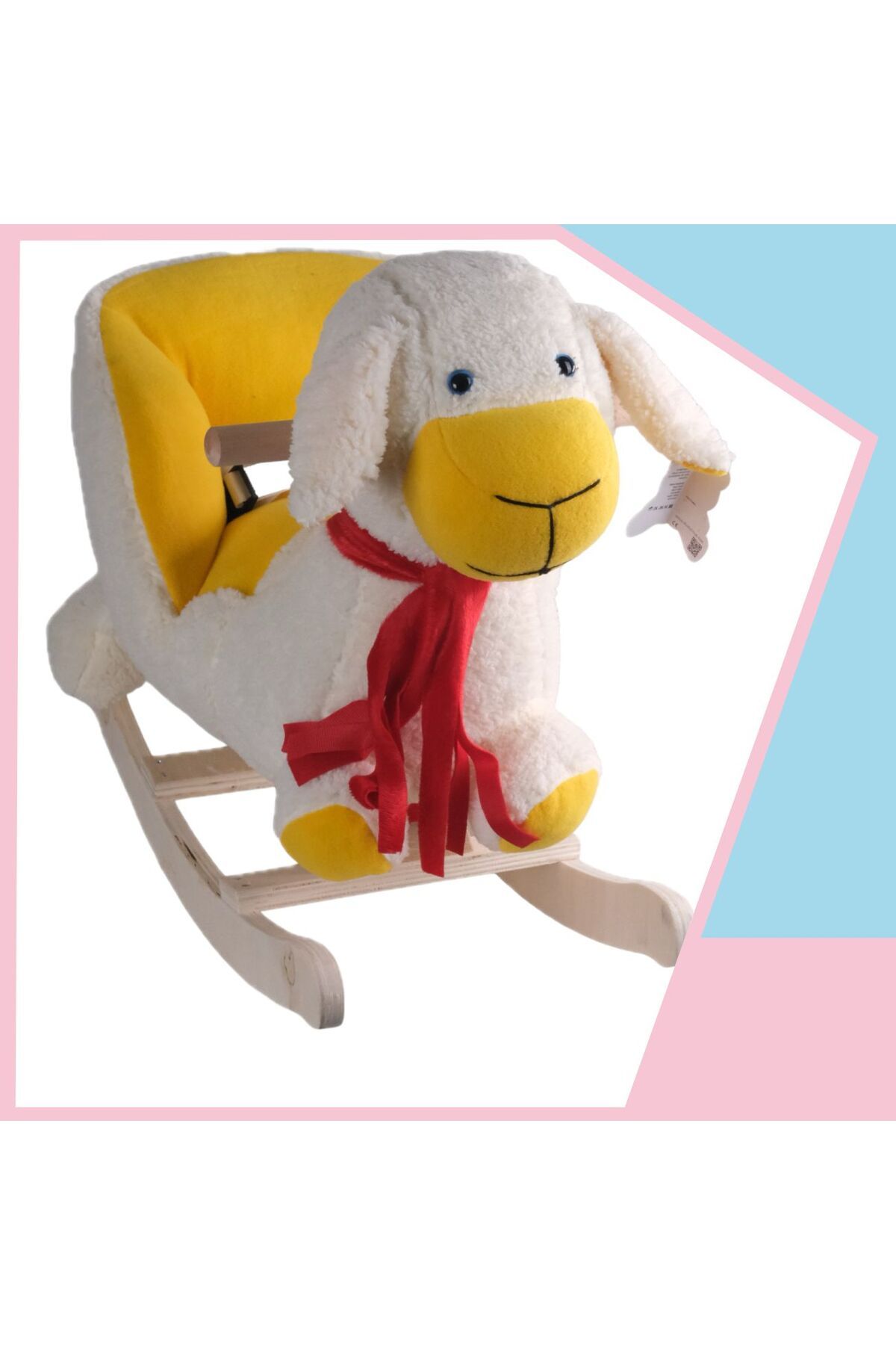 Dada Toys SALLANAN DOLDURULMUŞ KUZU PELUŞ ROCKER 60 CM SARI-BEYAZ YNSMR