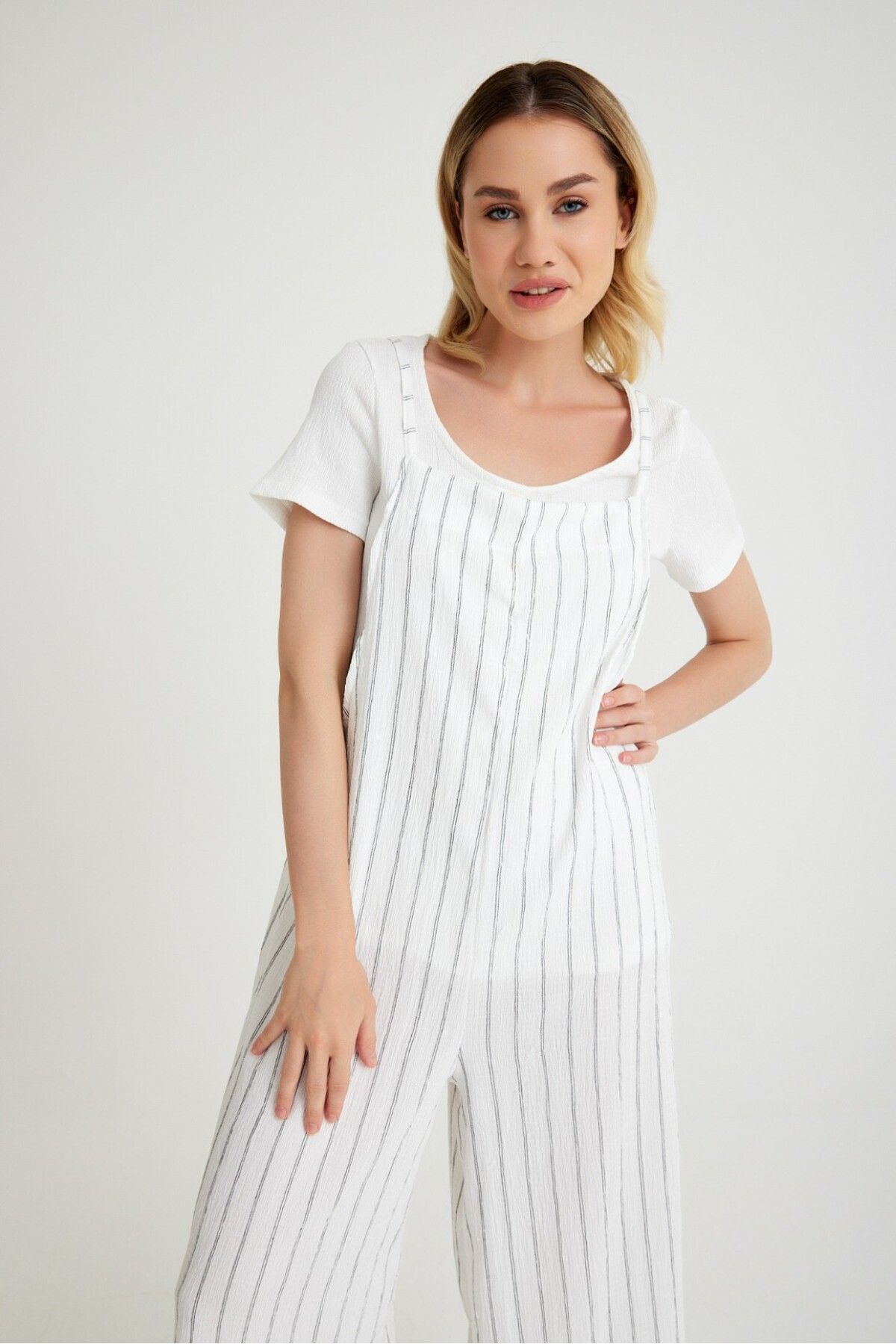 1tarz-Toridas 5104 Striped Loose Cut Summer Strap Women's Jumpsuit 7