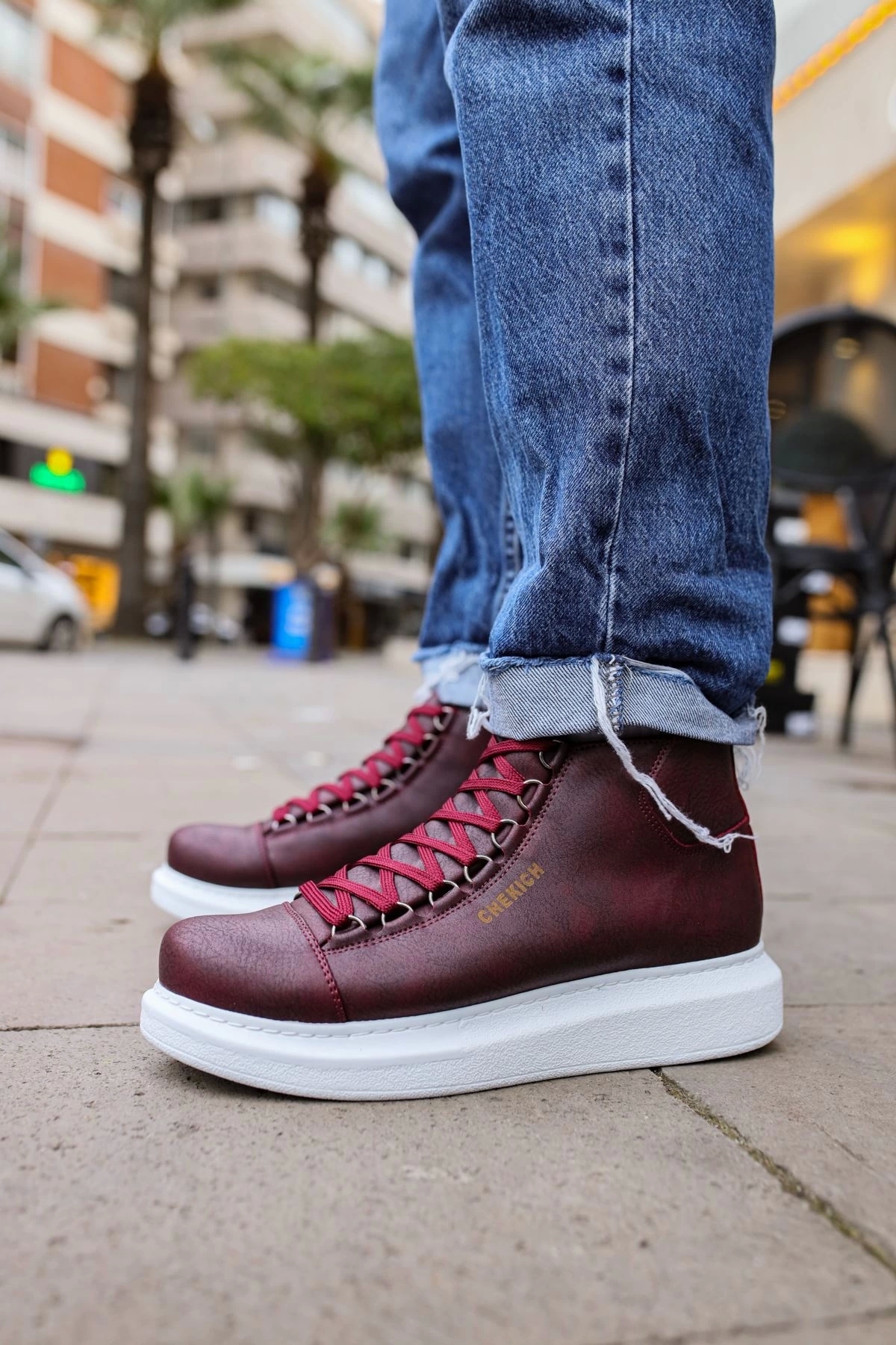 کفش چرم مردانه CBT Roma رنگ bordo