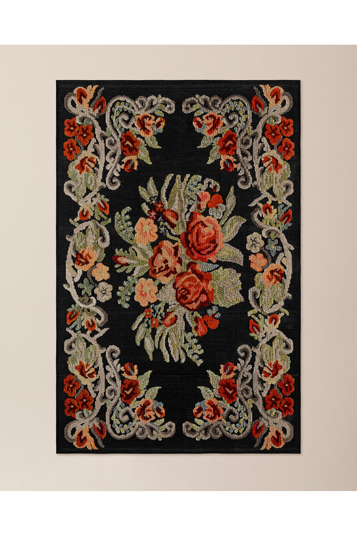 فرش لوبیان - 120x180 سانتی‌متر - مشکی