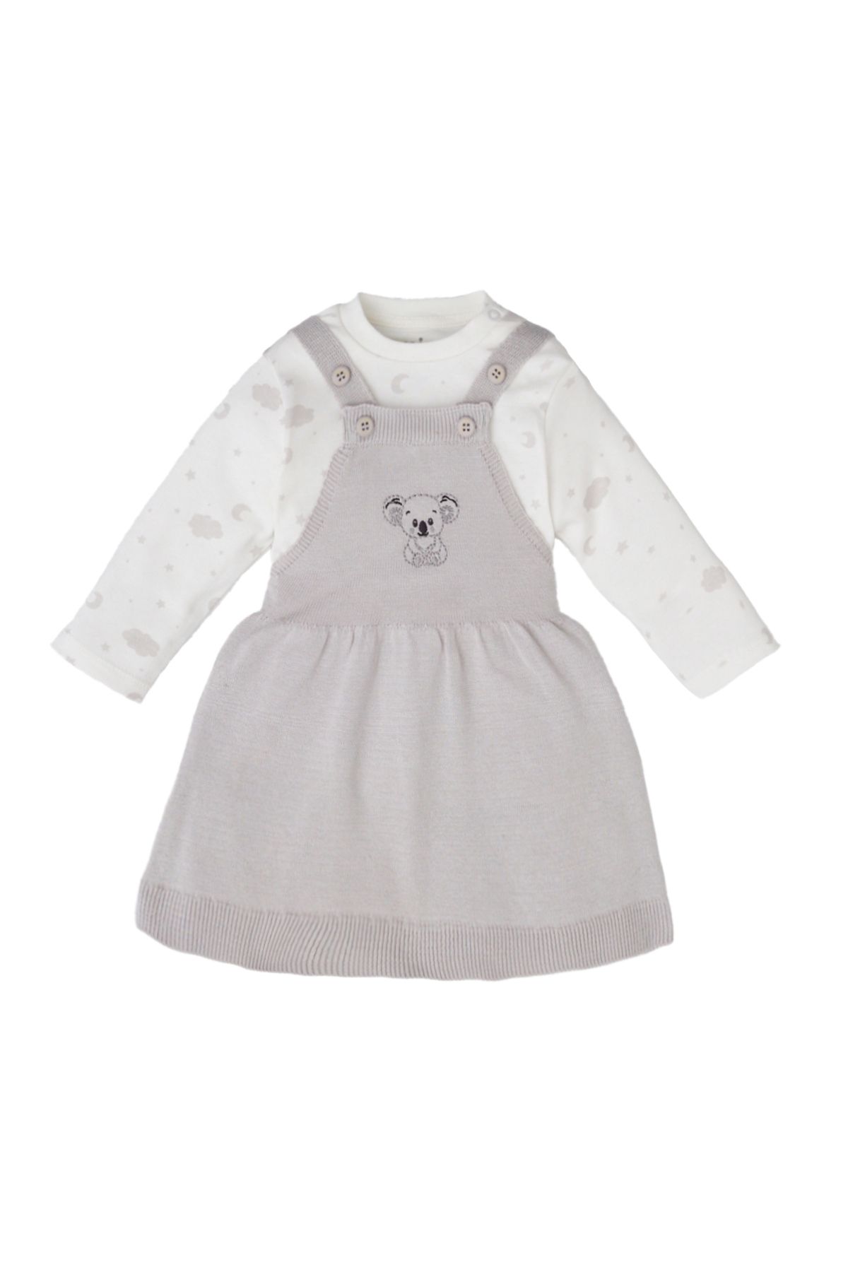 Miny Center-Baby Girl Salopet Set Gray 1