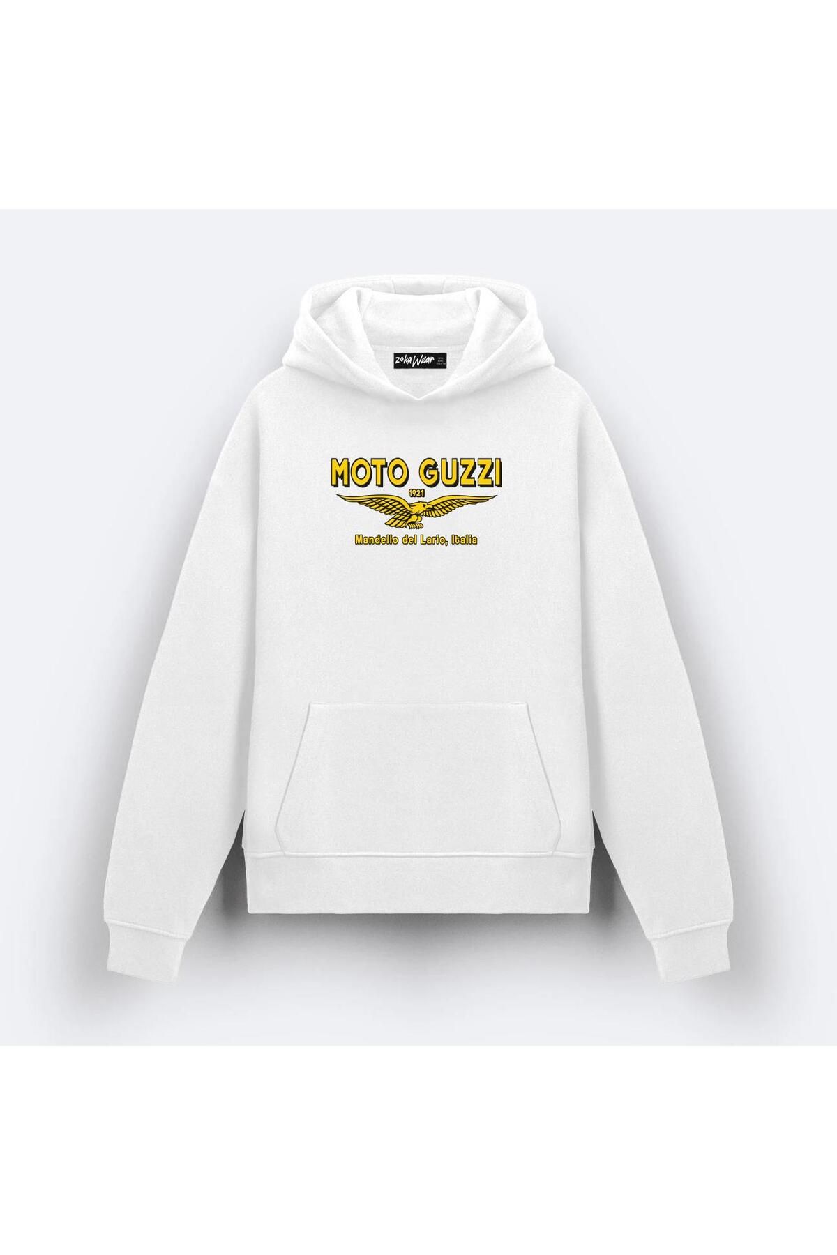 exans Moto Guzzi. Mandello Del Lario. Hanorac Cu Glugă Cu Imprimeu 1921 Design Unisex - M