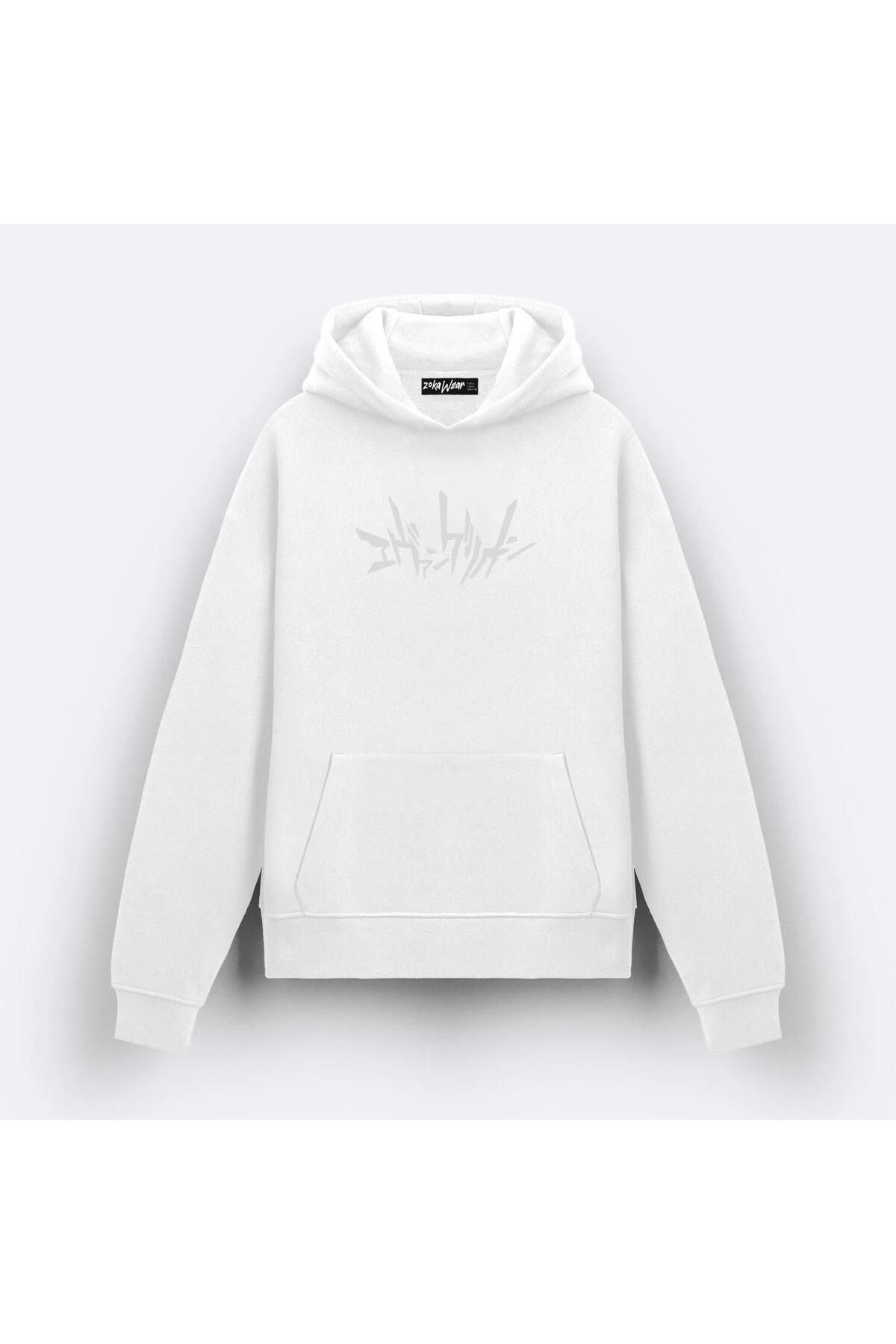 ZOKAWEAR-Neon Genesis Evangelion White Design Printed Hooded Sweatshirt 1