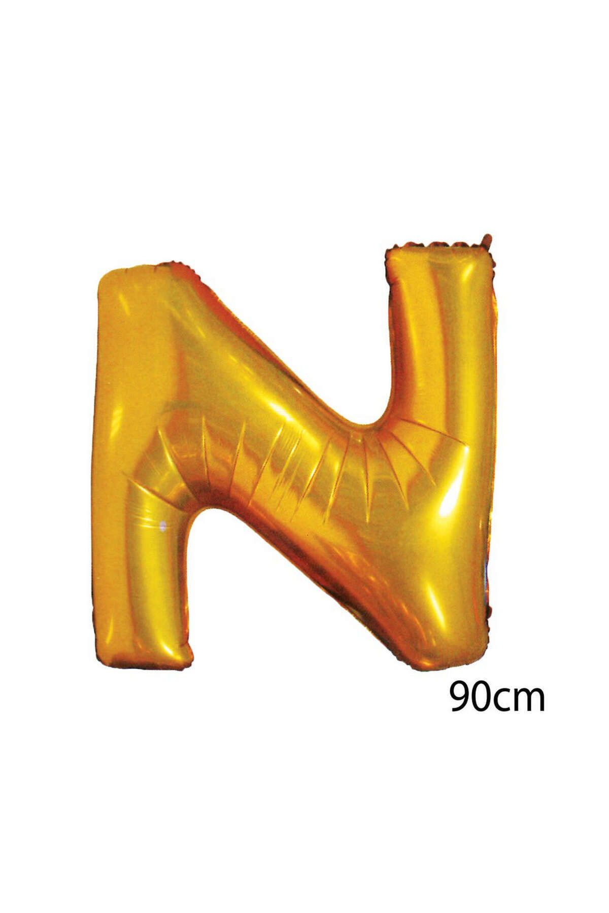 ZERO LAND - 40 inç N Harfi Folyo Balon Gold 100 cm YKTSN