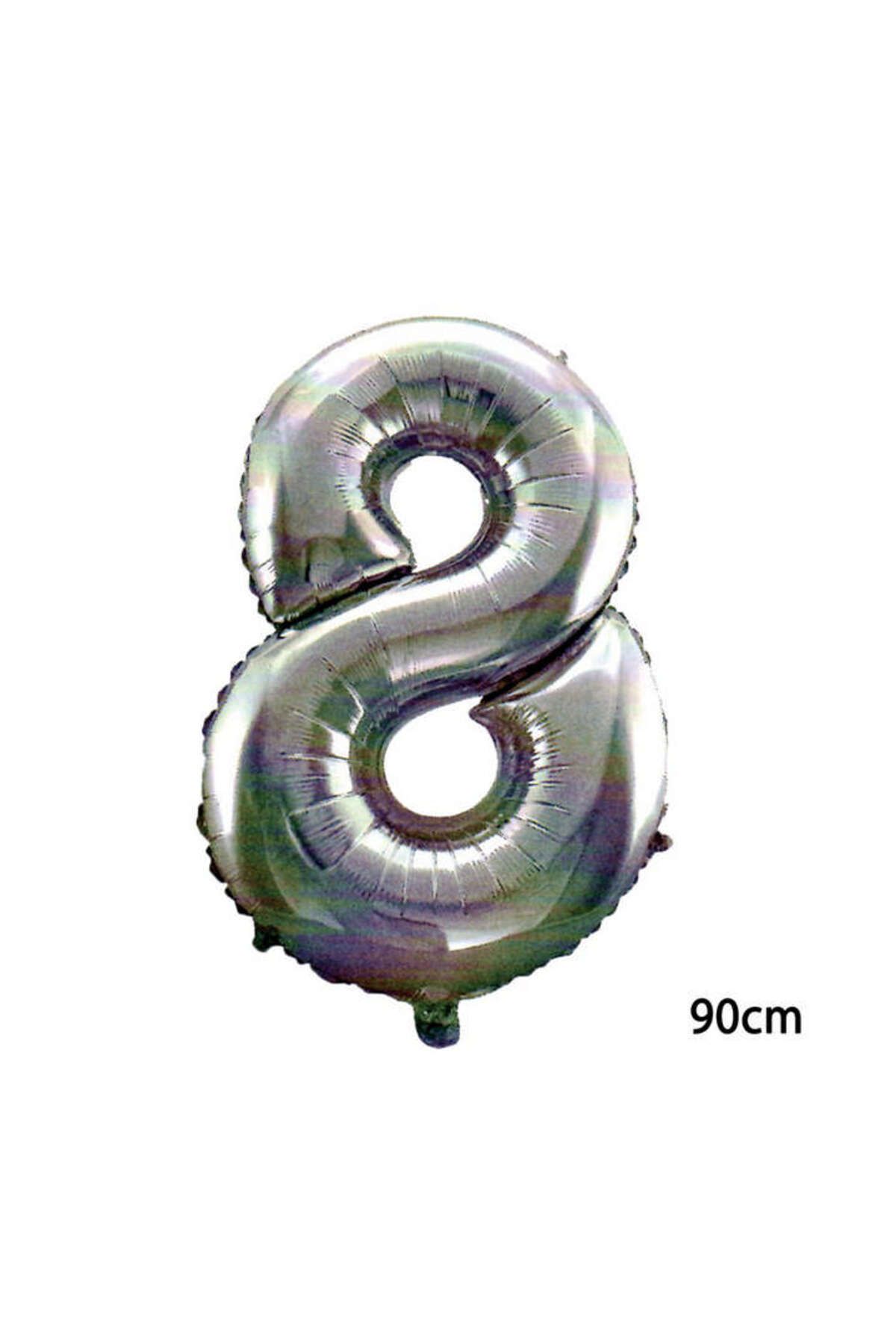 ZERO LAND - 40 inç 8 Rakamı Folyo Balon Gümüş 100 cm YKTSN