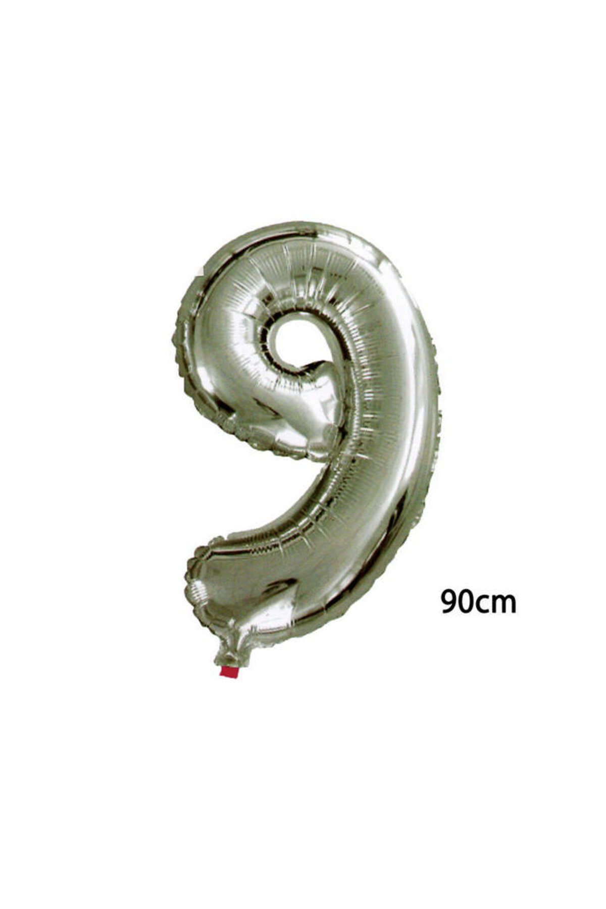 ZERO LAND - 40 inç 9 Rakamı Folyo Balon Gümüş 100 cm YKTSN
