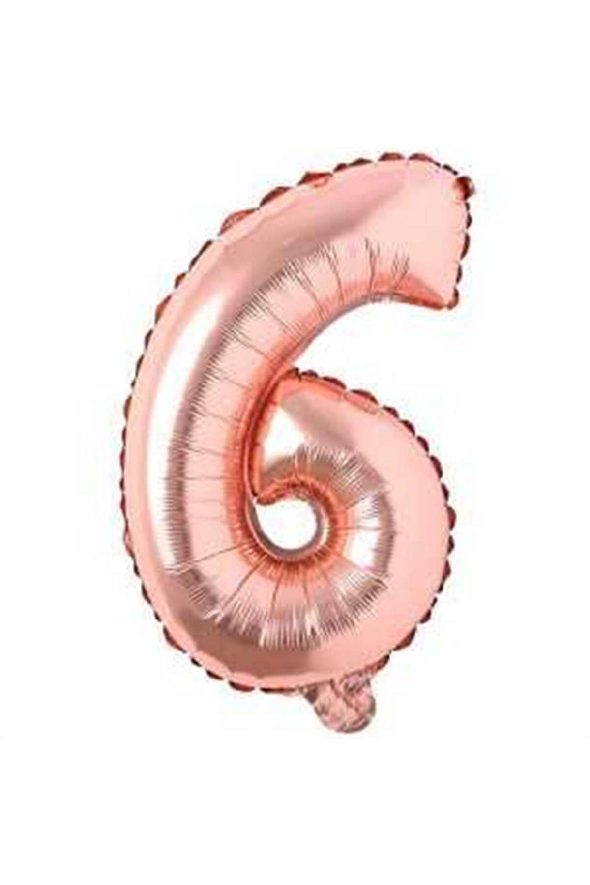 ZERO LAND - 16 inç 6 Rakamı Folyo Balon Rose Gold 40 cm YKTSN