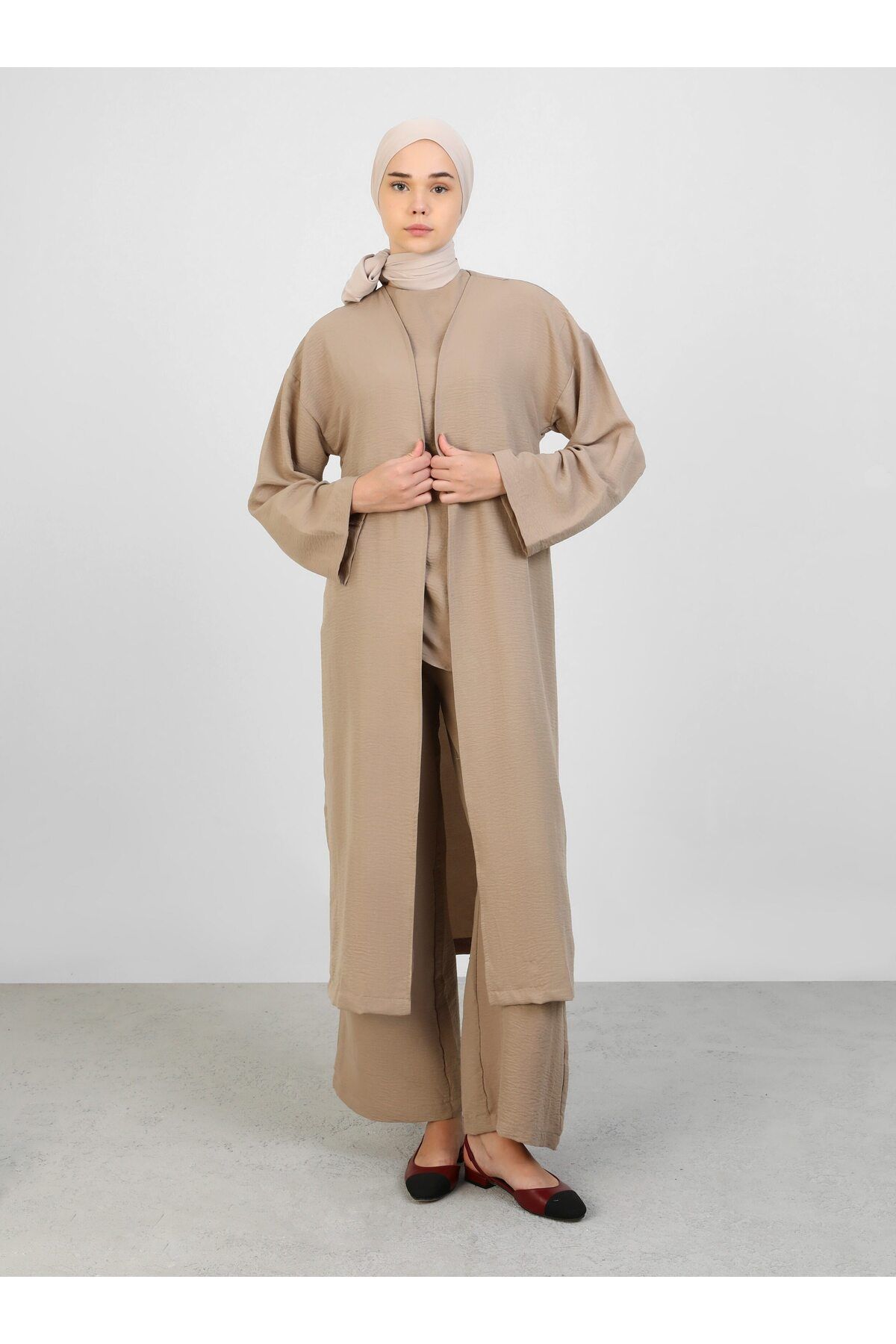 Refka-Latte Color Blouse Tunic Ferace Set - Refka 1