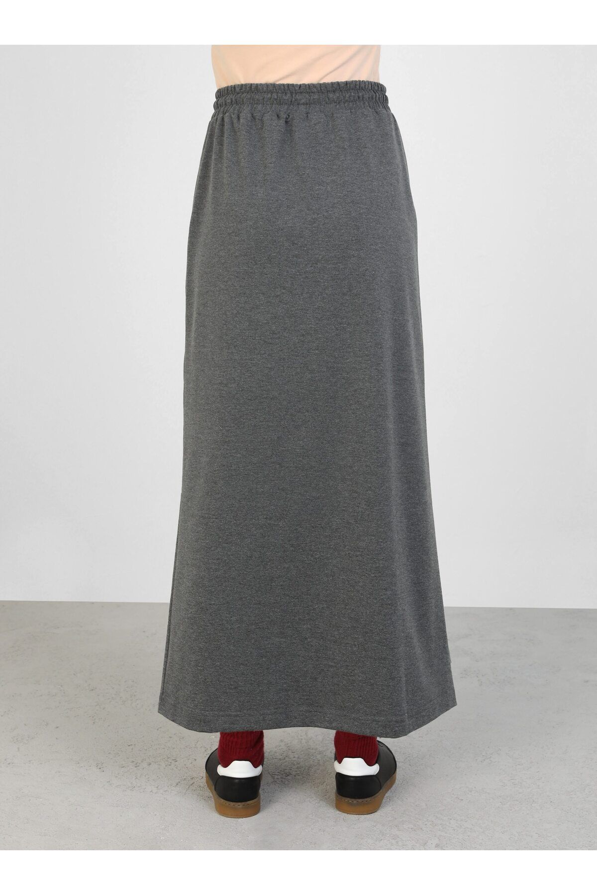 Benin-Gray Melange Knitted Skirt - Elastic Waist 6