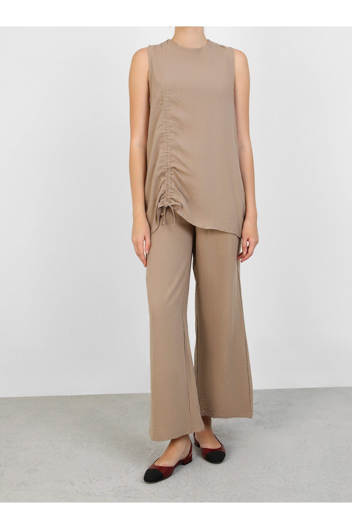Refka-Latte Color Blouse Tunic Ferace Set - Refka 5