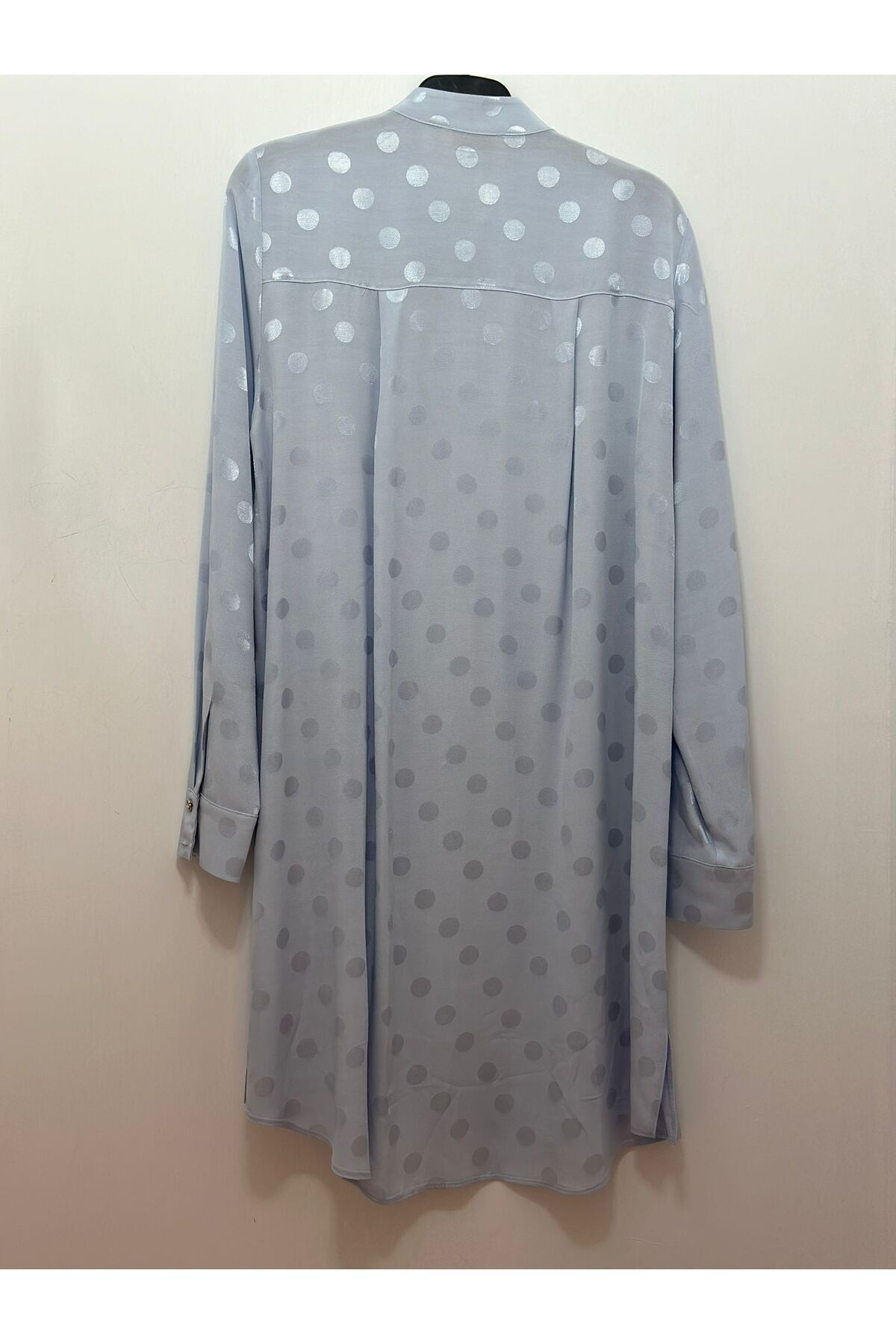 Kayra-Polka Dot Patterned Chain Judge Collar Tunic 3