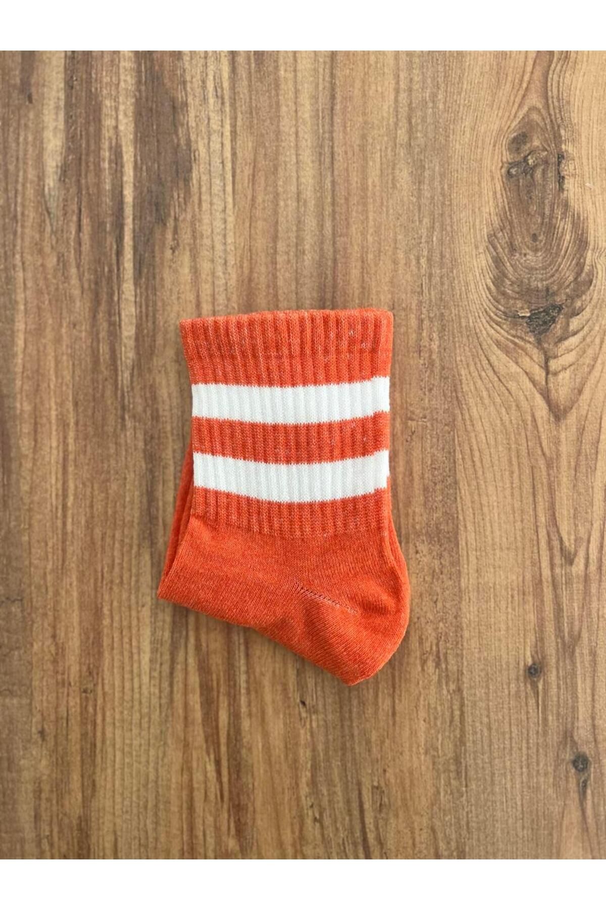 DESTİNE-Loots Orange College Socks with White Stripes 2