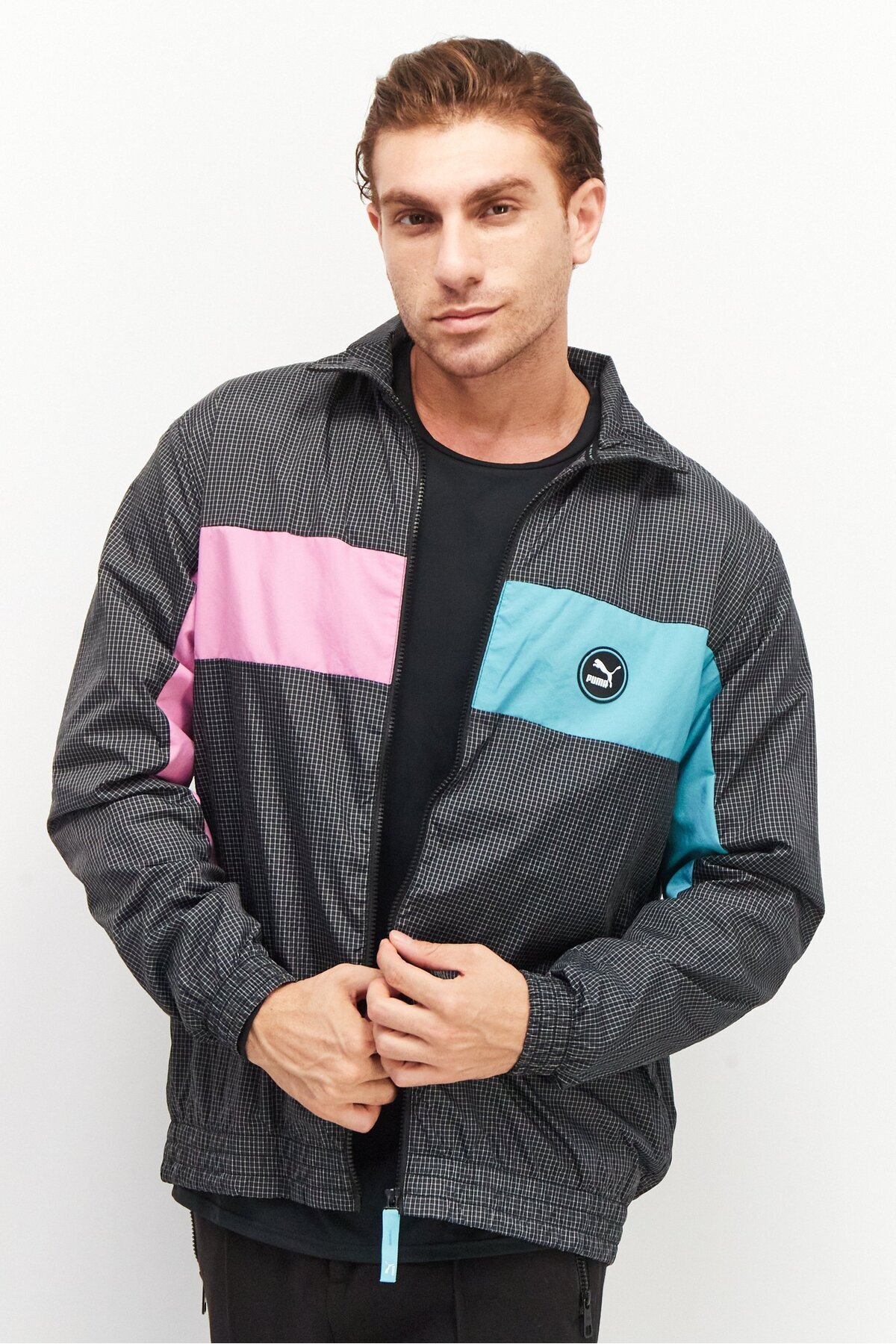 Sportswear Jacket Ka Rate Puma Men Sportswear Fit Long Sleeve Outdoor Jacket,  Black Combo