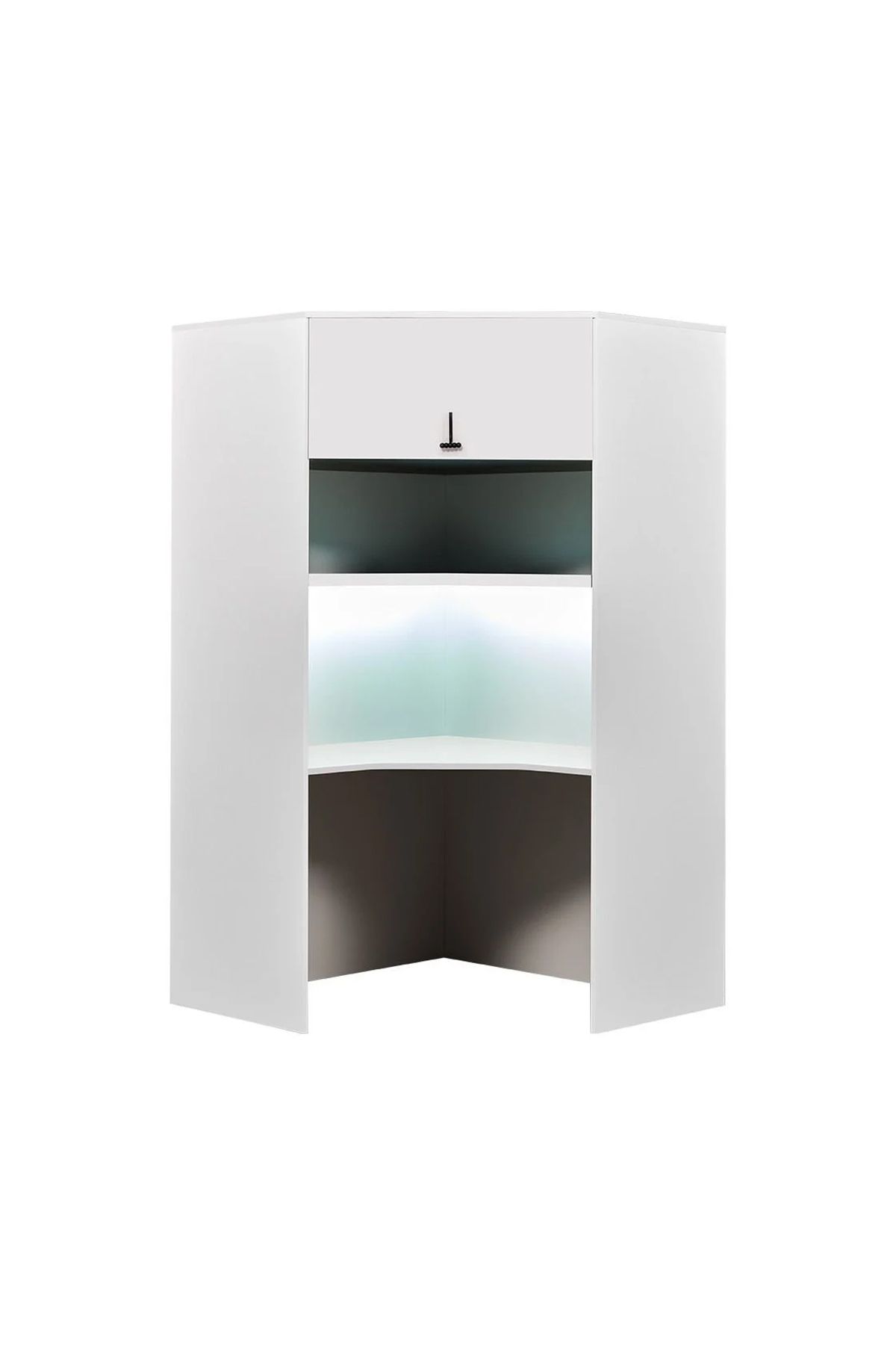 Lajivert Cool Köşe Ahşap Kapaklı Dolap Çalışma Masalı (Beyaz)