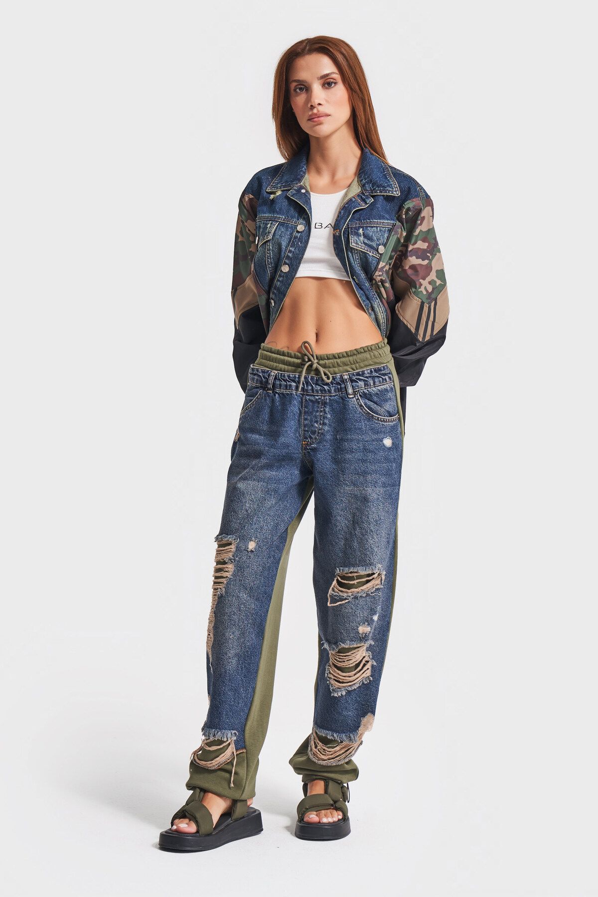 its basic-Dámský Jogger Denim v khaki barvě - 10W48 kusů Design 5
