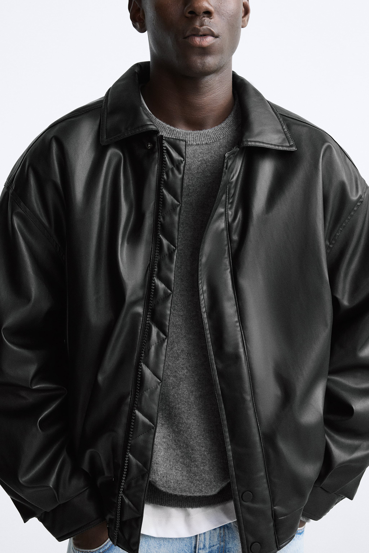 Oversize Vintage Men's Leather Jacket