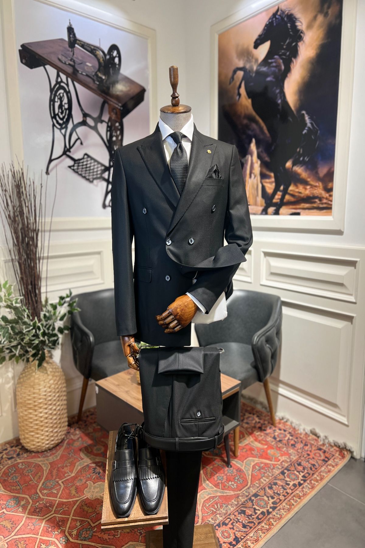 full set slim fit kruvaze costume noir