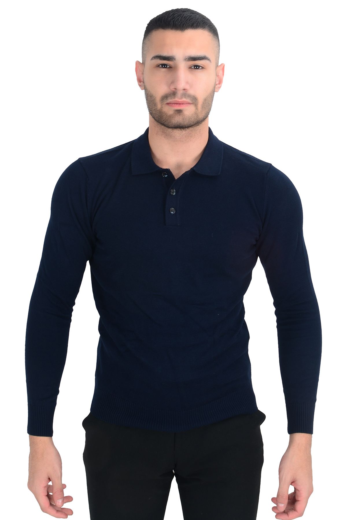 Cengiz İnler-Cengiz Inler Polo Collar Basic Men's Knitwear Sweater 8